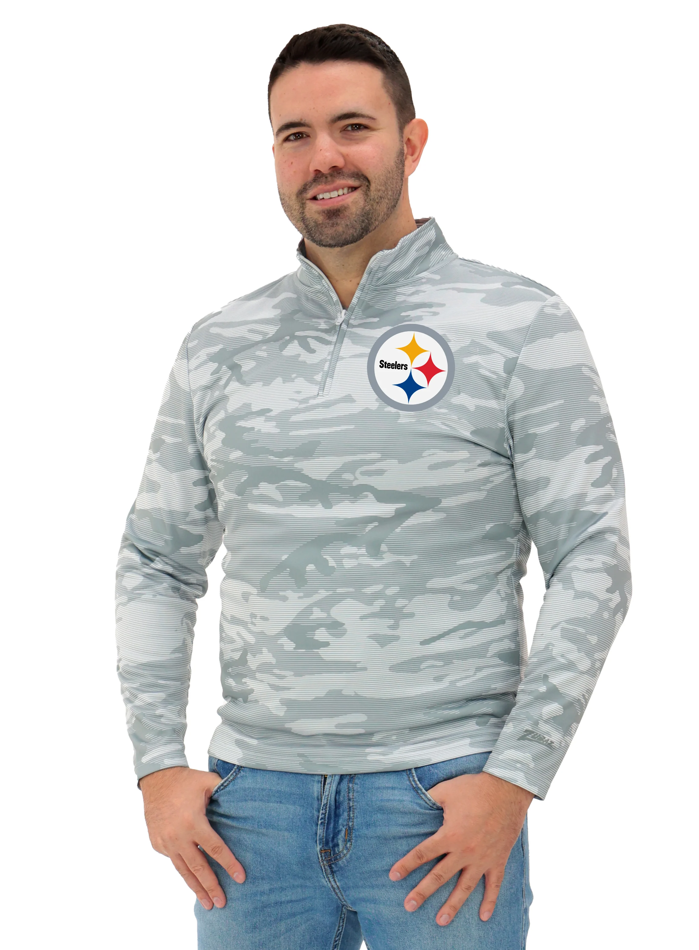 Zubaz NFL Men's Tonal Camo Line 1/4 Zip, PITTSBURGH STEELERS - Image 31