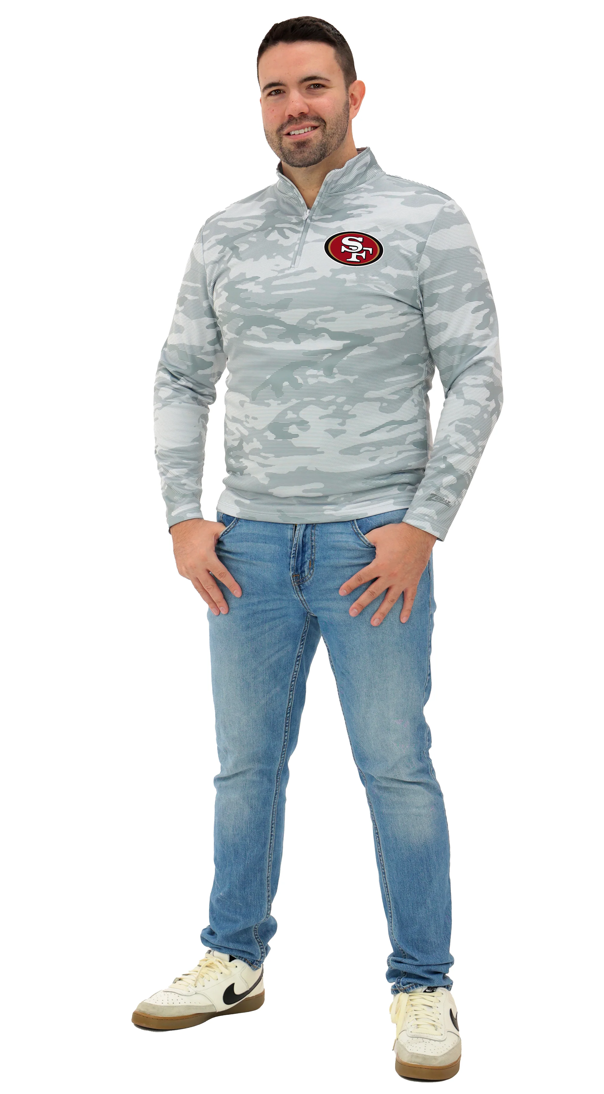Zubaz NFL Men's Tonal Camo Line 1/4 Zip, SAN FRANCISCO 49ERS - Image 21