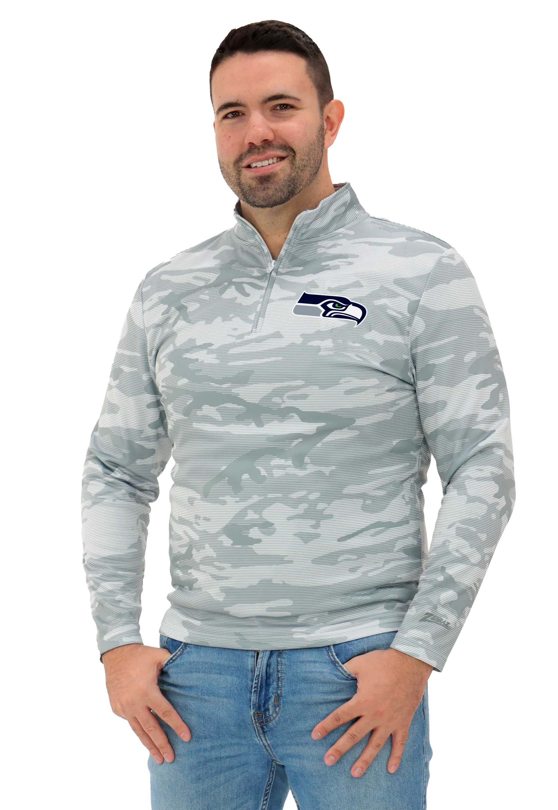 Zubaz NFL Men's Tonal Camo Line 1/4 Zip, SEATTLE SEAHAWKS - Image 19