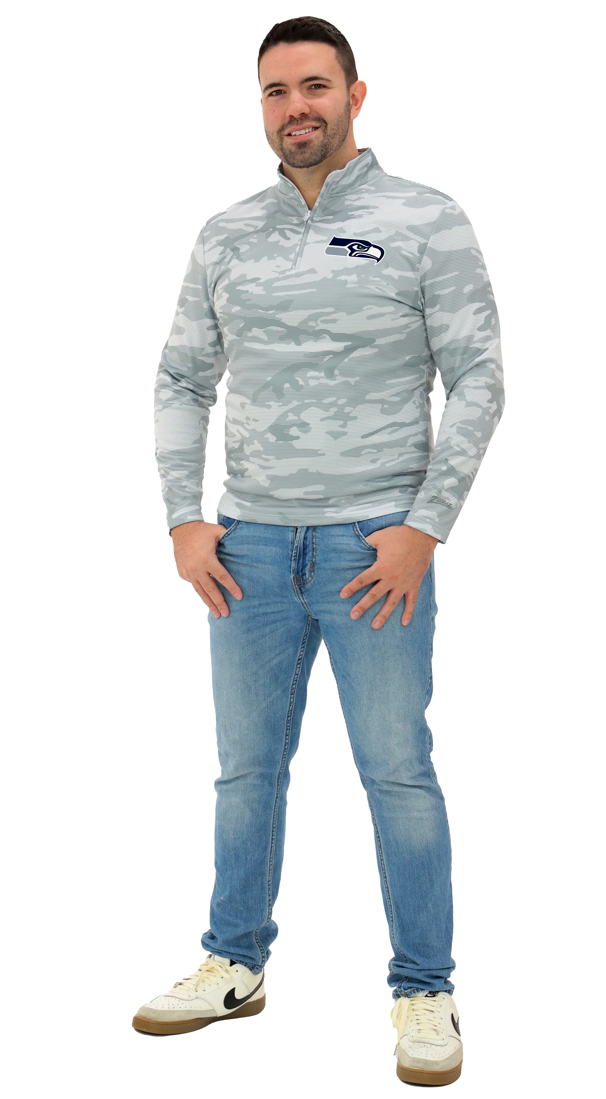 Zubaz NFL Men's Tonal Camo Line 1/4 Zip, SEATTLE SEAHAWKS - Image 21