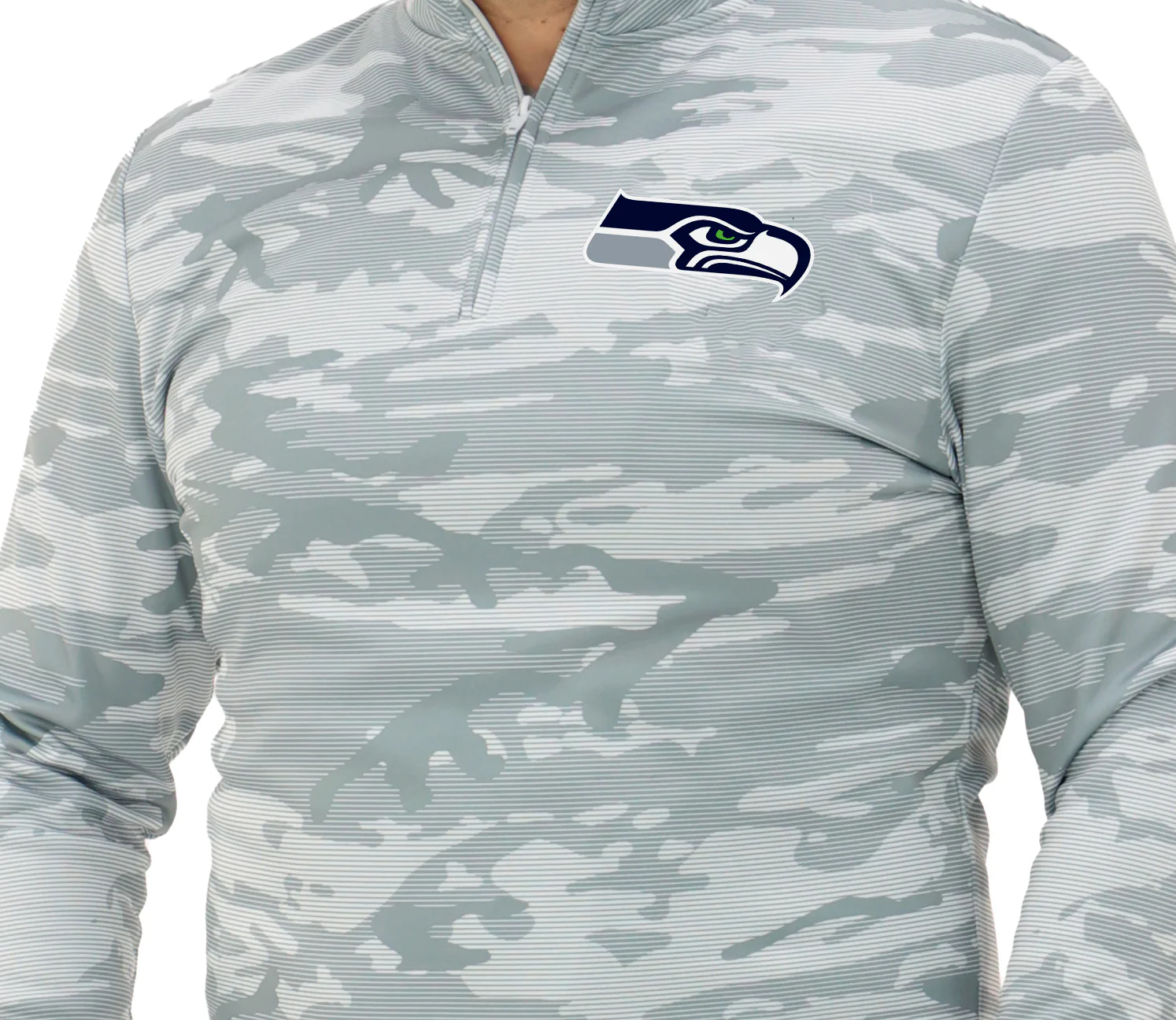 Zubaz NFL Men's Tonal Camo Line 1/4 Zip, SEATTLE SEAHAWKS - Image 8