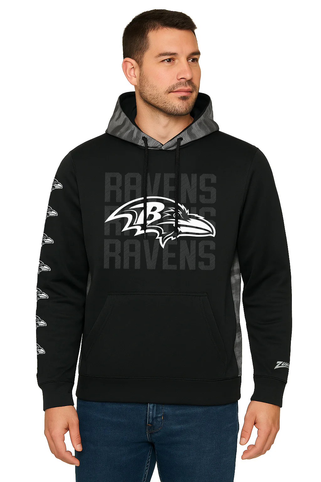 Zubaz NFL Men's Tonal Camo Line Back Panel Hoodie, BALTIMORE RAVENS - Image 27