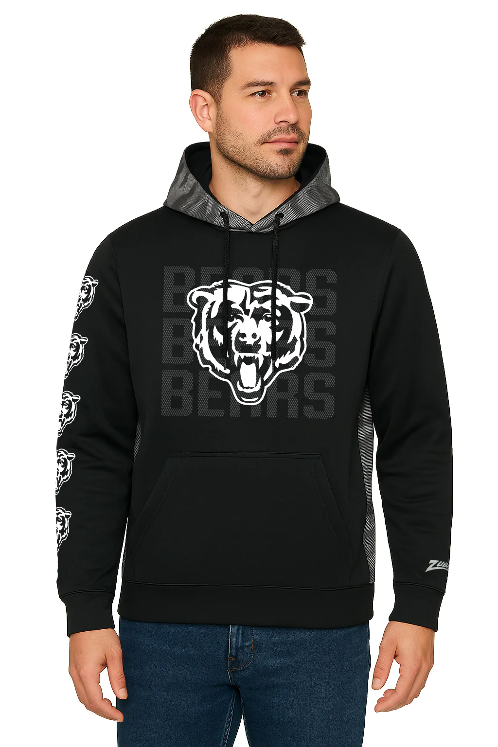 Zubaz NFL Men's Tonal Camo Line Back Panel Hoodie, CHICAGO BEARS - Image 10