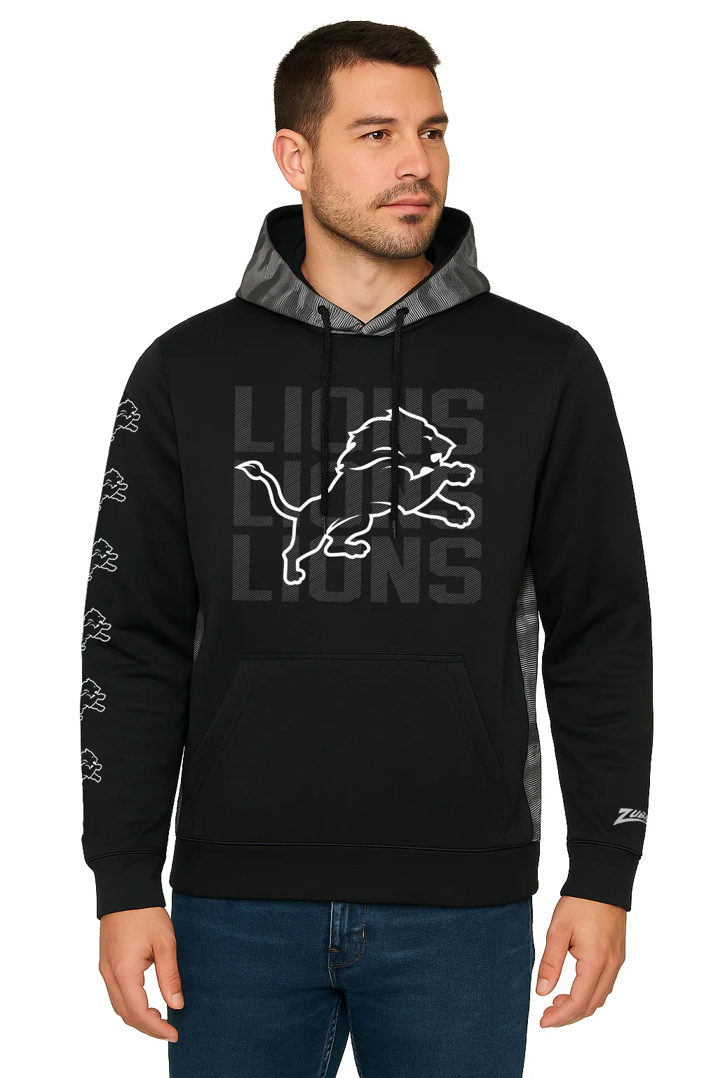 Zubaz NFL Men's Tonal Camo Line Back Panel Hoodie, DETROIT LIONS - Image 14