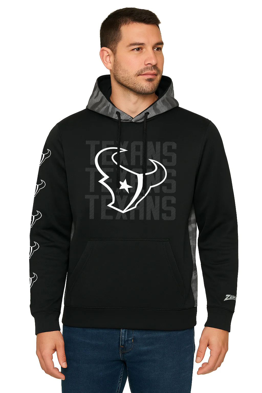Zubaz NFL Men's Tonal Camo Line Back Panel Hoodie, HOUSTON TEXANS - Image 14