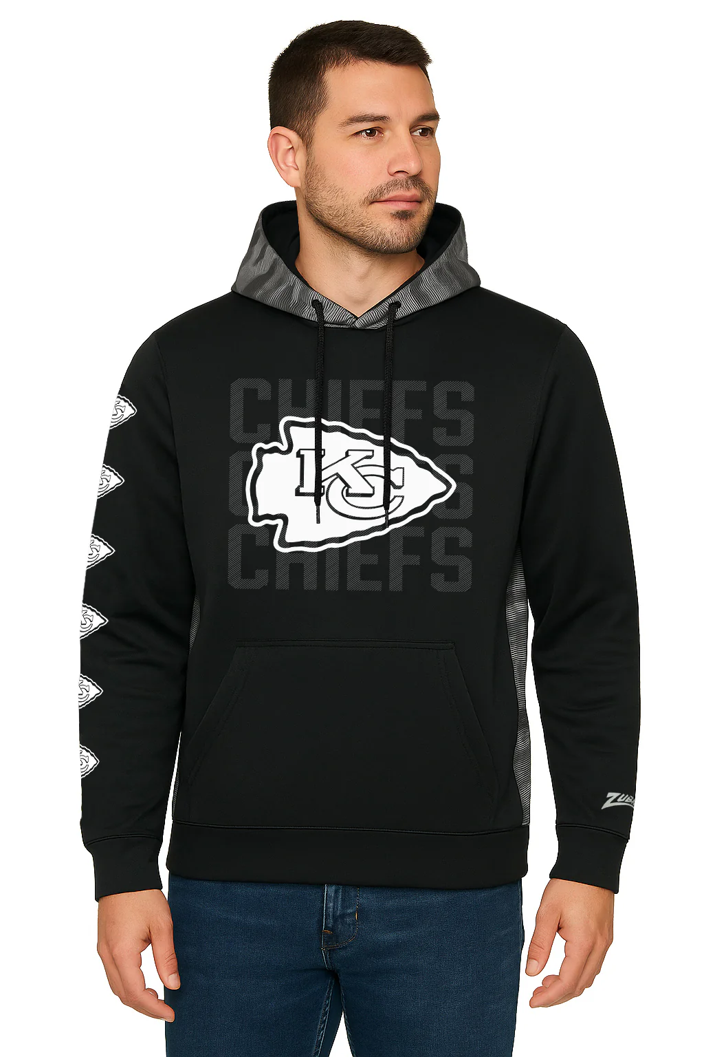 Zubaz NFL Men's Tonal Camo Line Back Panel Hoodie, KANSAS CITY CHIEFS - Image 14