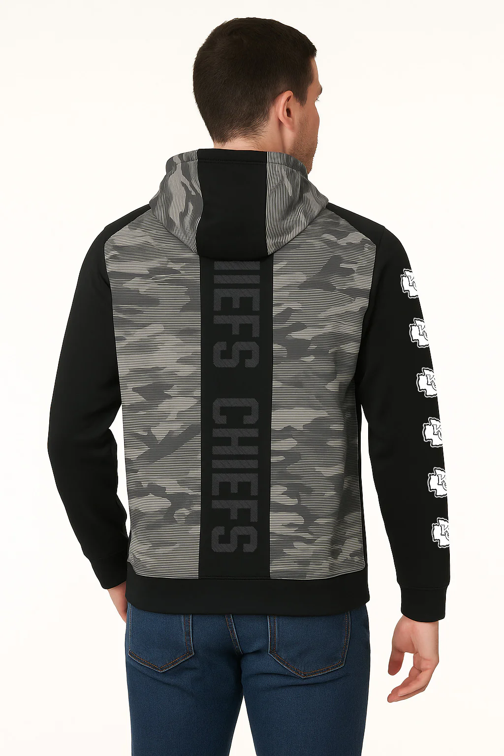 Zubaz NFL Men's Tonal Camo Line Back Panel Hoodie, KANSAS CITY CHIEFS - Image 7