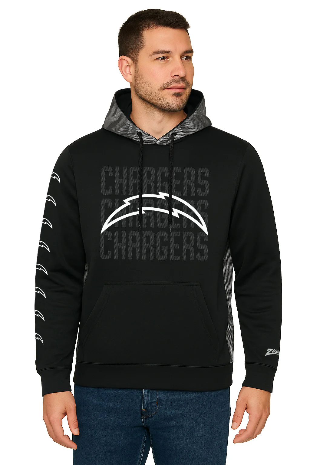 Zubaz NFL Men's Tonal Camo Line Back Panel Hoodie, LOS ANGELES CHARGERS - Image 18