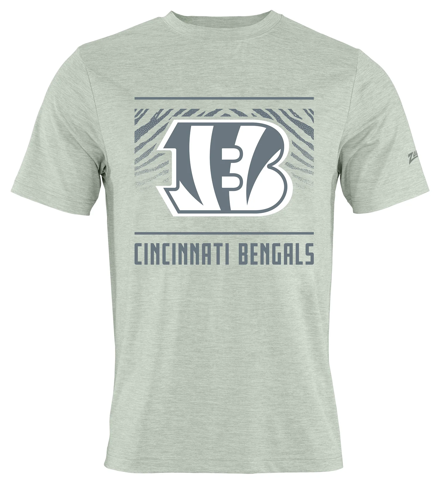 Zubaz NFL Men's Tunnel Heather Gray Short Sleeve T-Shirt, Cincinnati Bengals