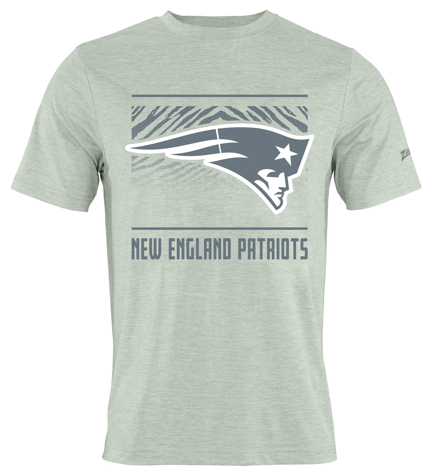 Zubaz NFL Men's Tunnel Heather Gray Short Sleeve T-Shirt, New England Patriots
