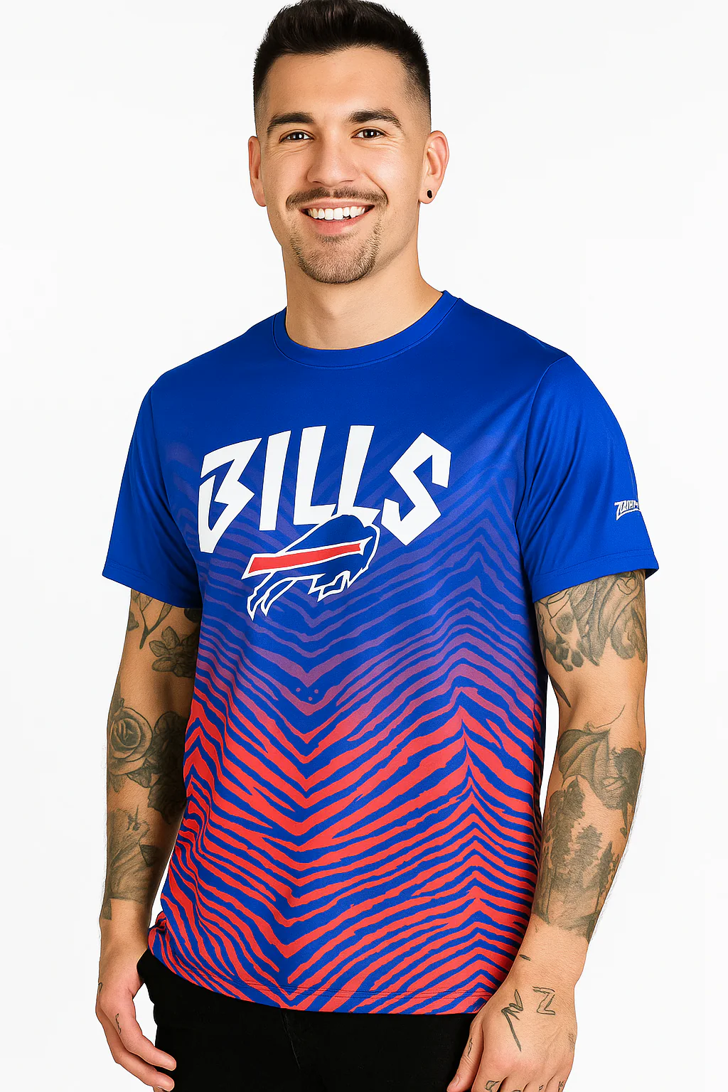 Zubaz NFL Men's Wild Card Zebra Team Color Short SleeveT Shirt, Buffalo Bills - Image 24