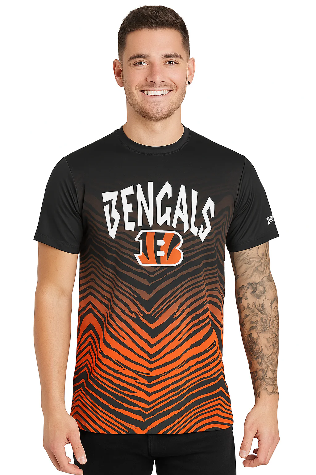 Zubaz NFL Men's Wild Card Zebra Team Color Short SleeveT Shirt, Cincinnati Bengals - Image 52