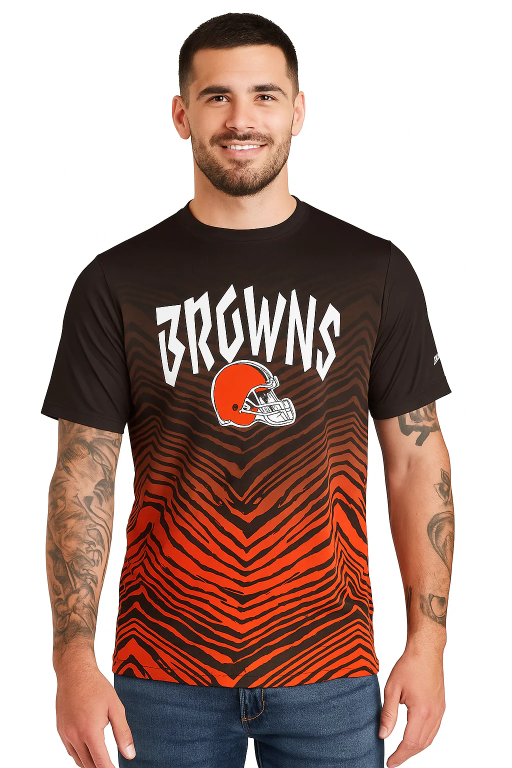 Zubaz NFL Men's Wild Card Zebra Team Color Short SleeveT Shirt, Cleveland Browns - Image 45