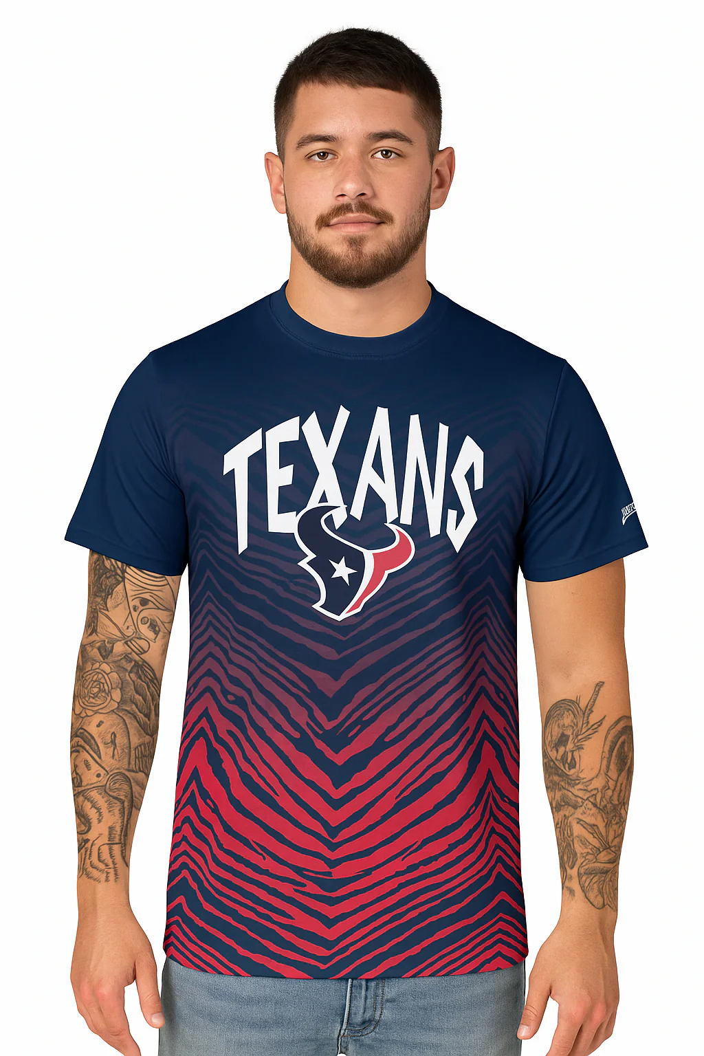 Zubaz NFL Men's Wild Card Zebra Team Color Short SleeveT Shirt, Houston Texans - Image 35