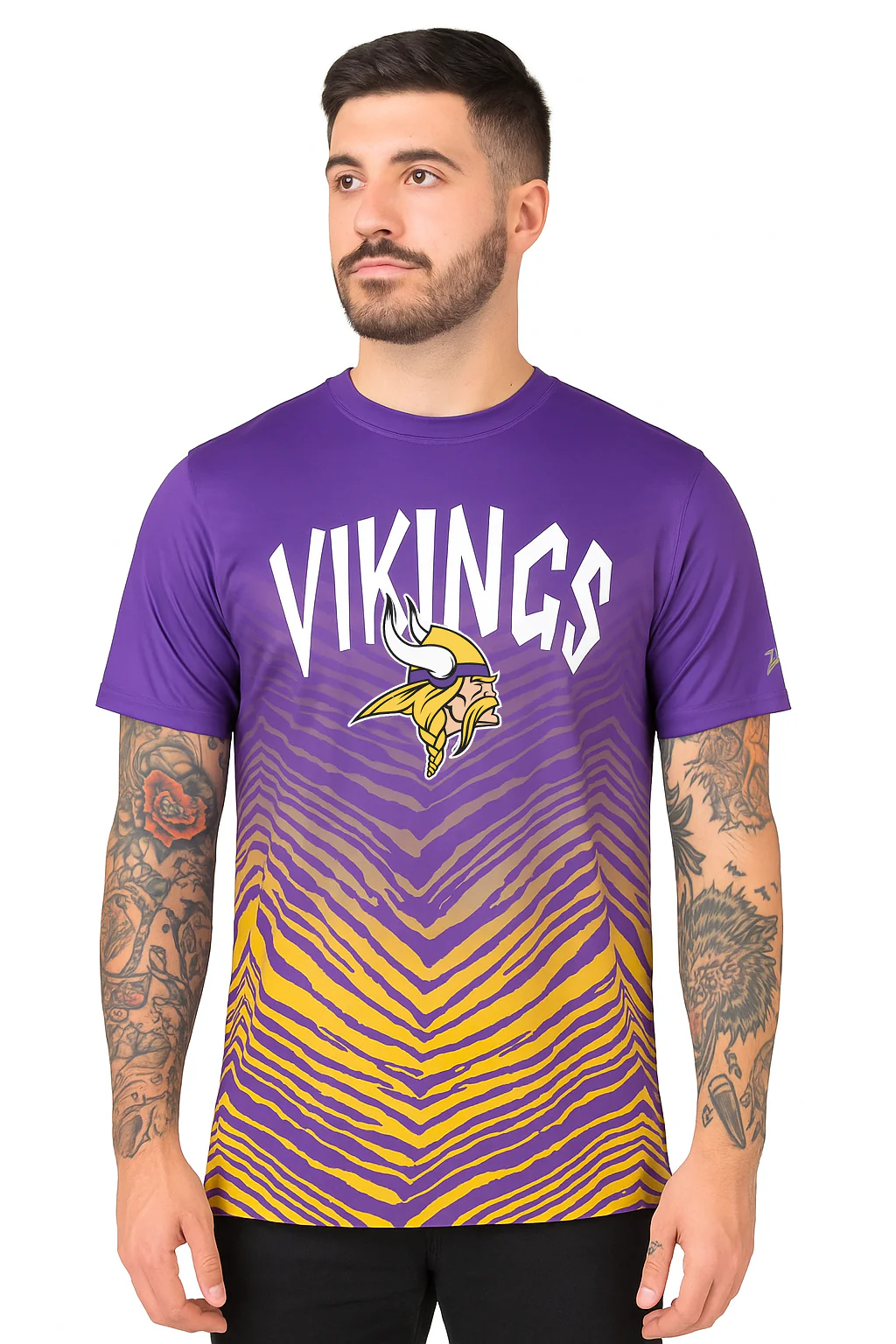 Zubaz NFL Men's Wild Card Zebra Team Color Short SleeveT Shirt, Minnesota Vikings - Image 21