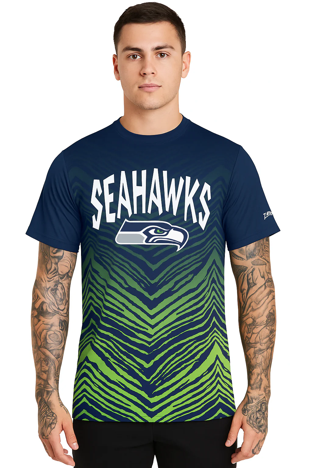 Zubaz NFL Men's Wild Card Zebra Team Color Short SleeveT Shirt, Seattle Seahawks - Image 63