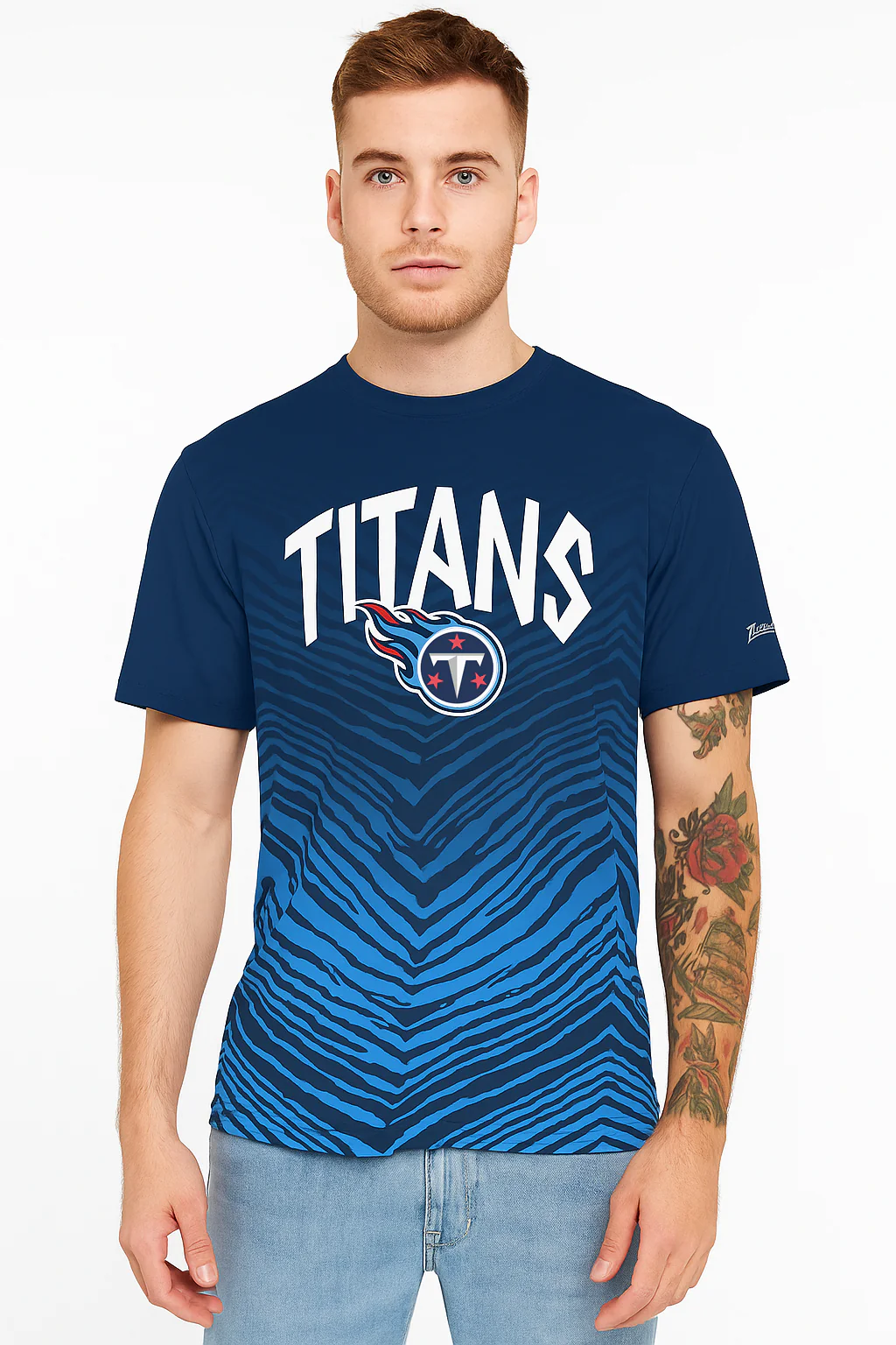 Zubaz NFL Men's Wild Card Zebra Team Color Short SleeveT Shirt, Tennessee Titans - Image 63