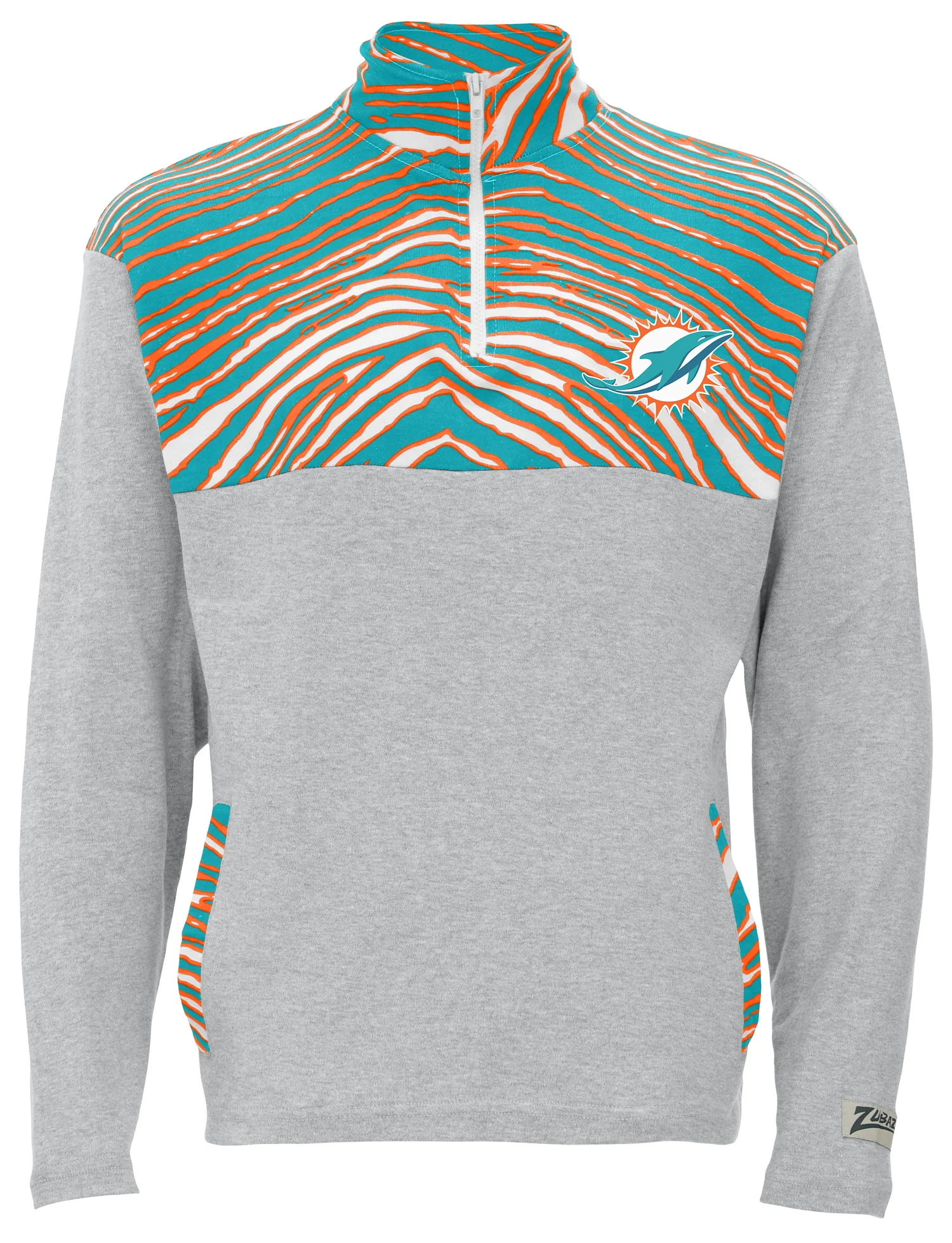 Zubaz NFL Quarter Zip with 3 Color Zebra Yoke and Collar, MIAMI DOLPHINS - Image 2