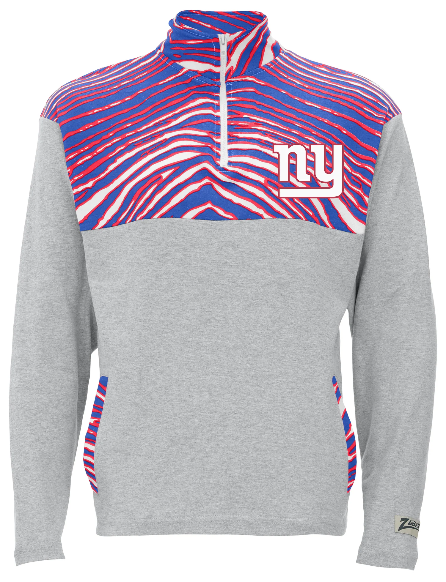Zubaz NFL Quarter Zip with 3 Color Zebra Yoke and Collar, NEW YORK GIANTS - Image 2