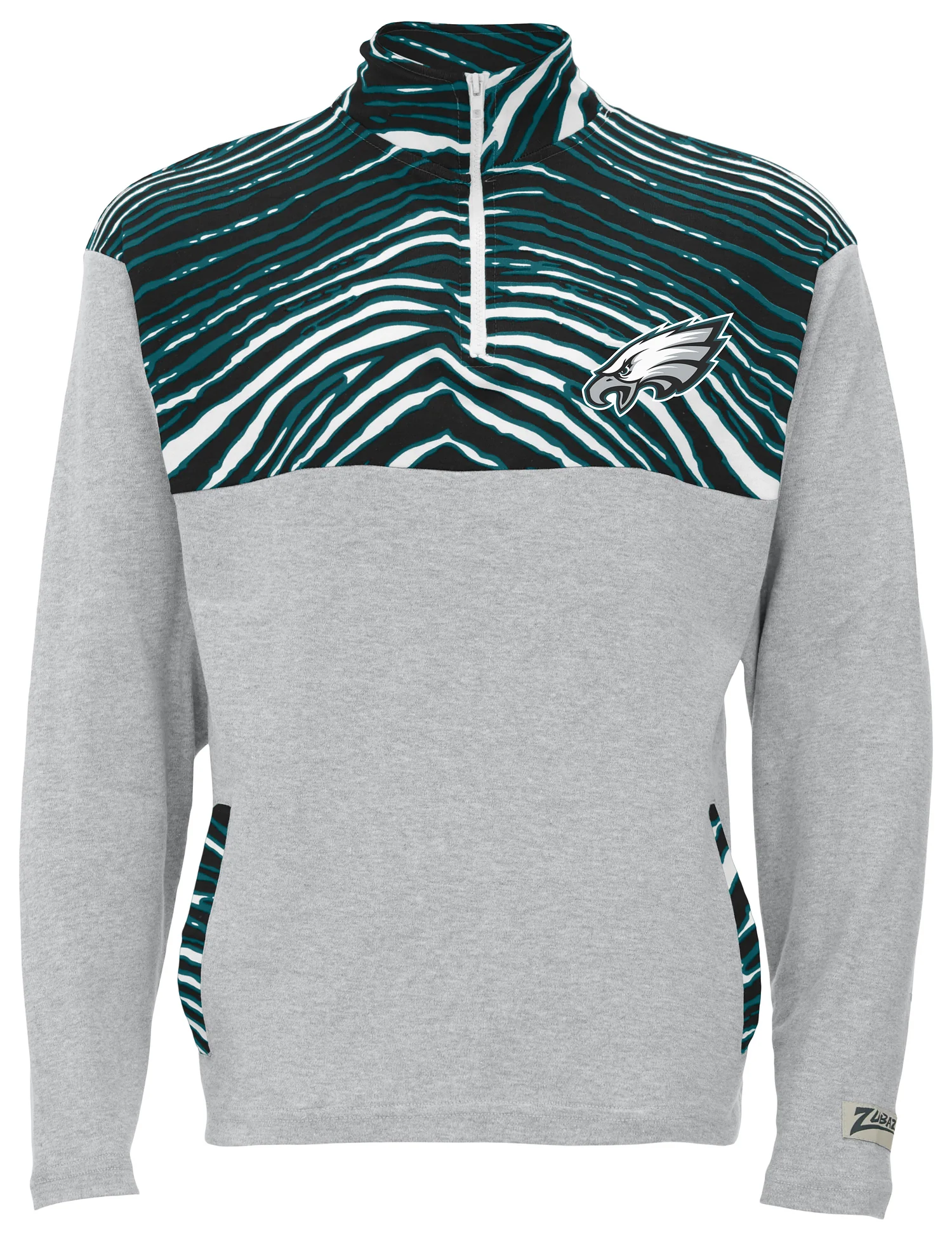 Zubaz NFL Quarter Zip with 3 Color Zebra Yoke and Collar, PHILADELPHIA EAGLES - Image 2