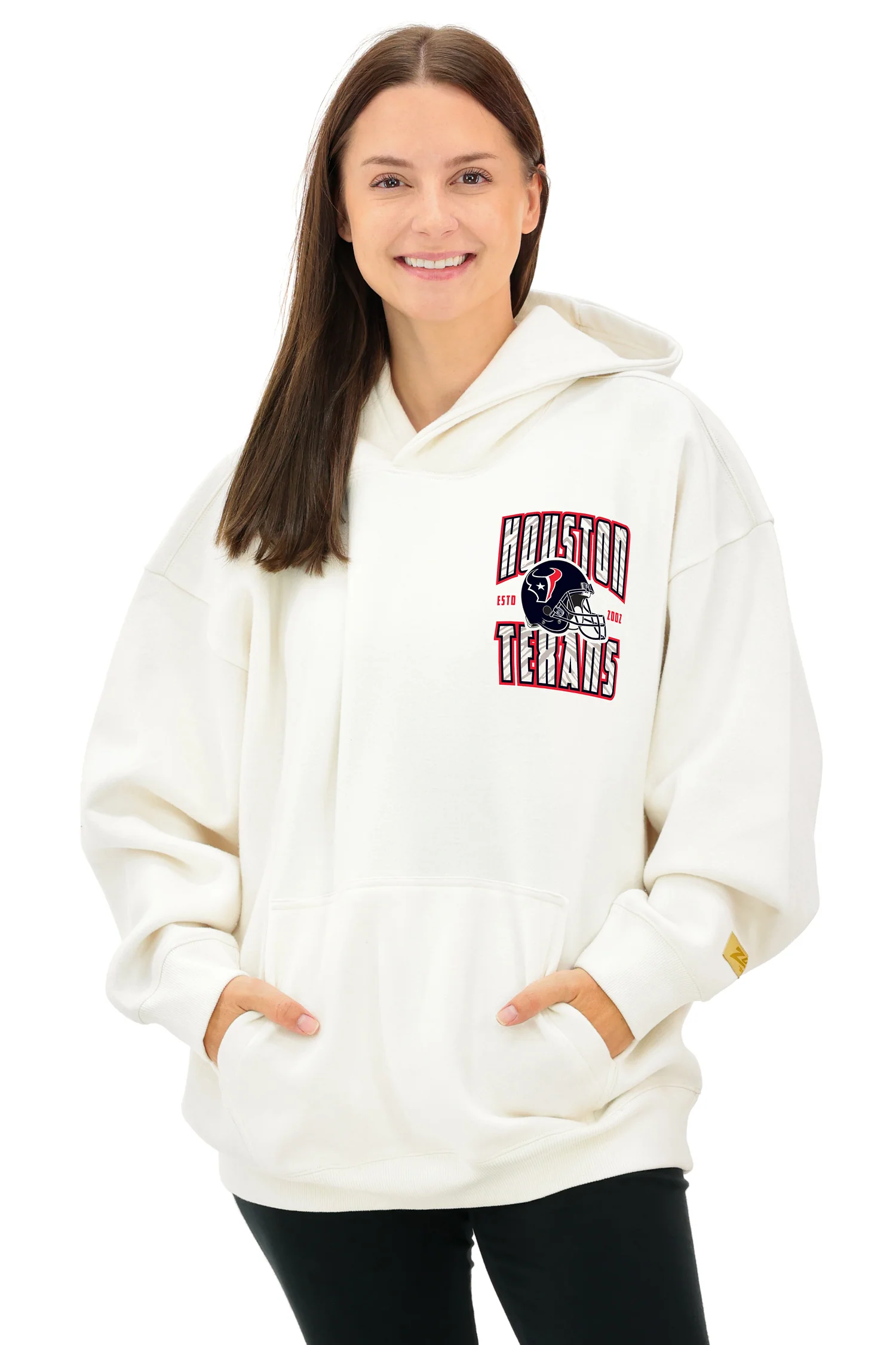 Zubaz NFL  UNISEX 90s Helmet Drop Shoulder Hoodies-Off White, HOUSTON TEXANS - Image 15
