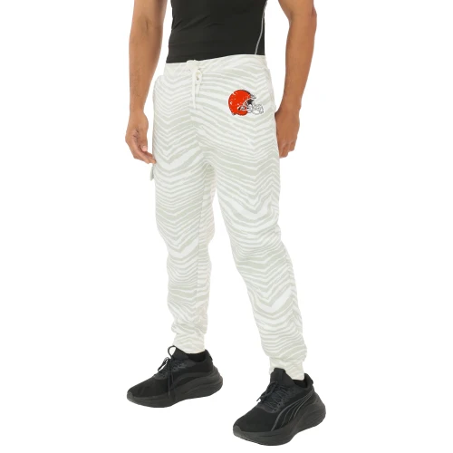 Zubaz NFL UNISEX 90s Team Cargo Joggers - Zebra 2 Color, CLEVELAND BROWNS