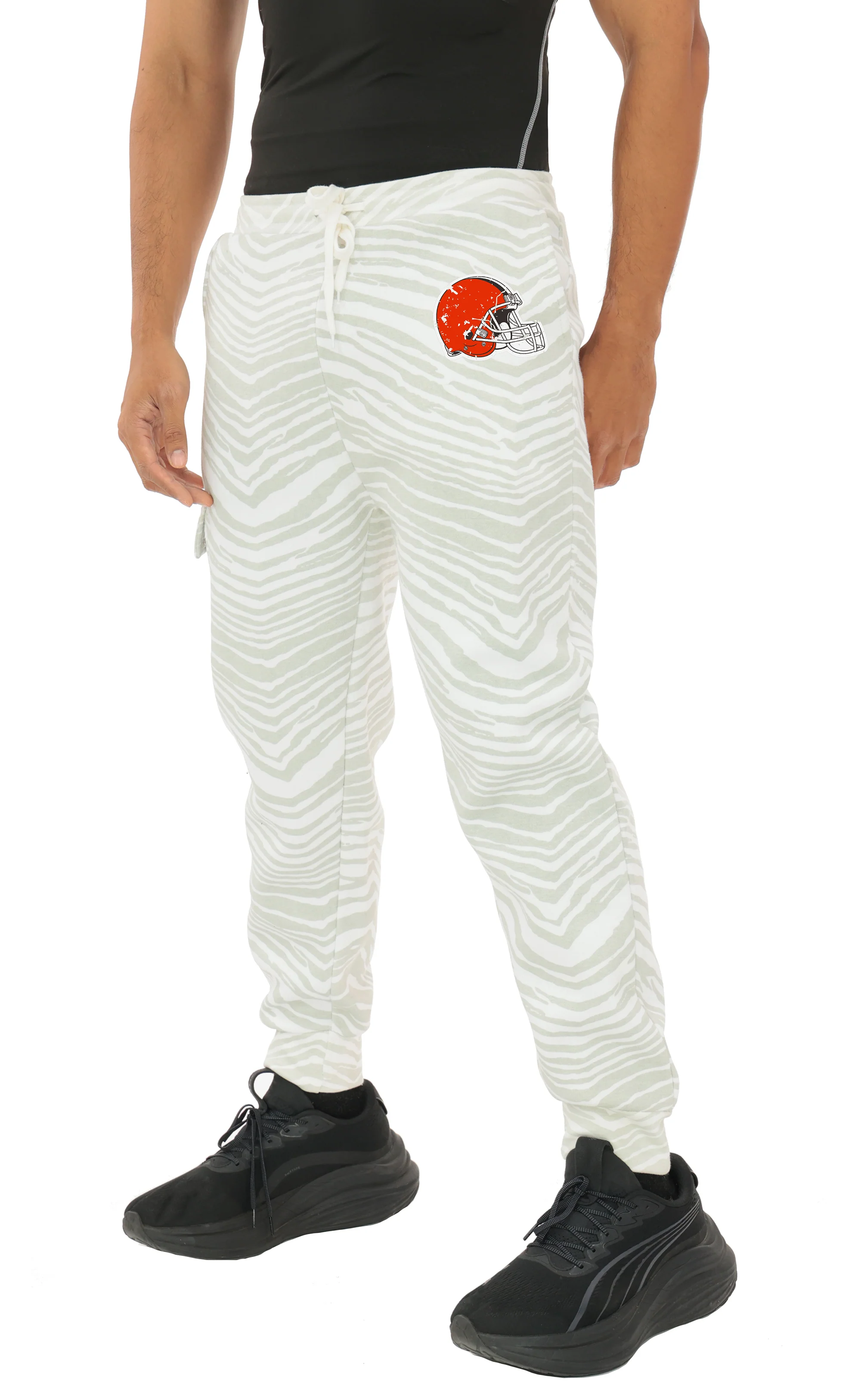 Zubaz NFL UNISEX 90s Team Cargo Joggers - Zebra 2 Color, CLEVELAND BROWNS - Image 16