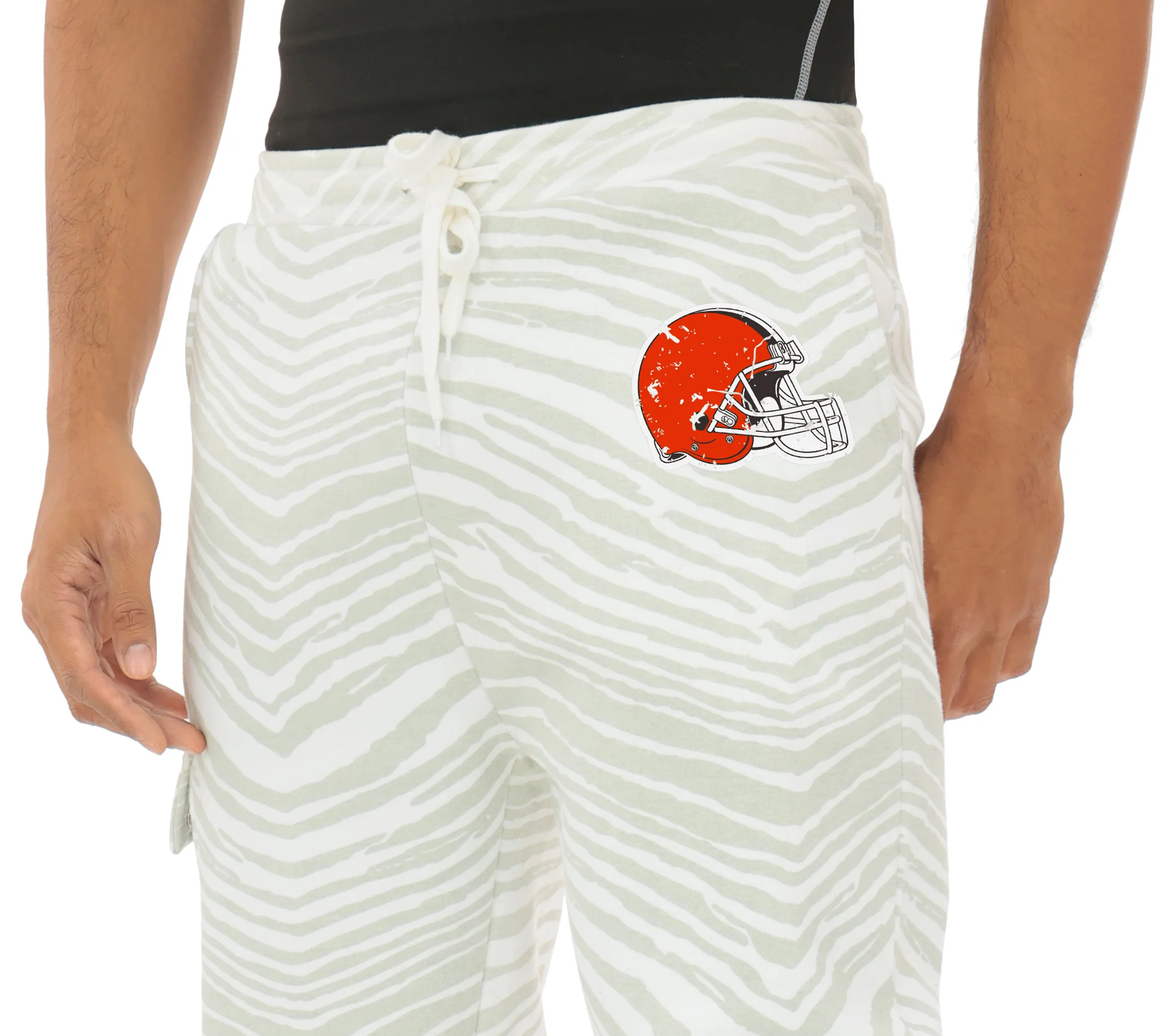 Zubaz NFL UNISEX 90s Team Cargo Joggers - Zebra 2 Color, CLEVELAND BROWNS - Image 9