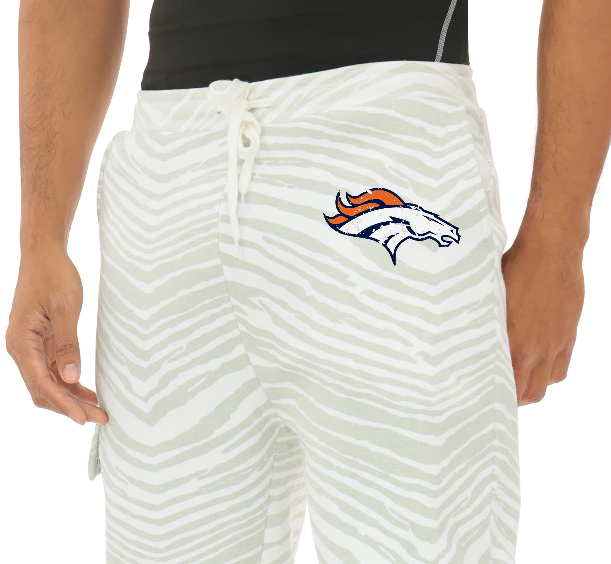 Zubaz NFL UNISEX 90s Team Cargo Joggers - Zebra 2 Color, DENVER BRONCOS - Image 9