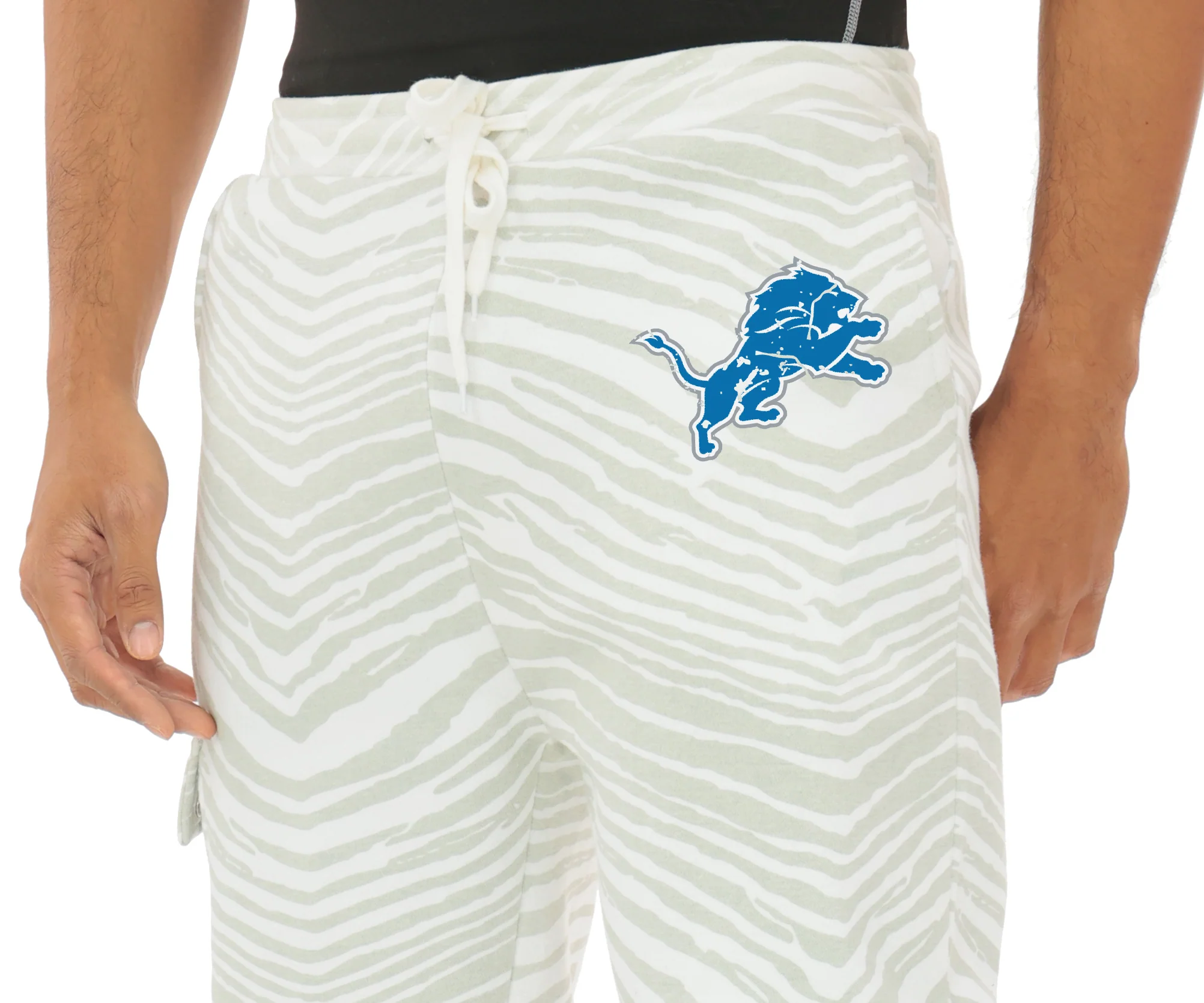 Zubaz NFL UNISEX 90s Team Cargo Joggers - Zebra 2 Color, DETROIT LIONS - Image 9
