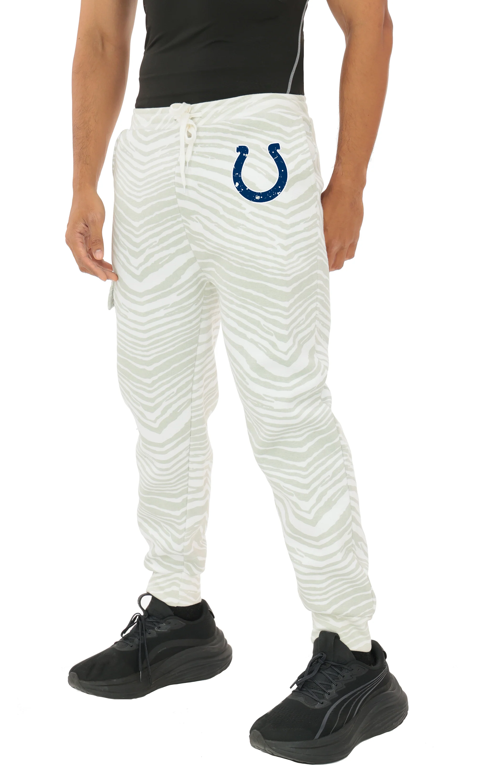 Zubaz NFL UNISEX 90s Team Cargo Joggers - Zebra 2 Color, INDIANAPOLIS COLTS - Image 40