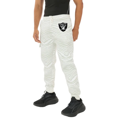Zubaz NFL UNISEX 90s Team Cargo Joggers - Zebra 2 Color, LAS VEGAS RAIDERS