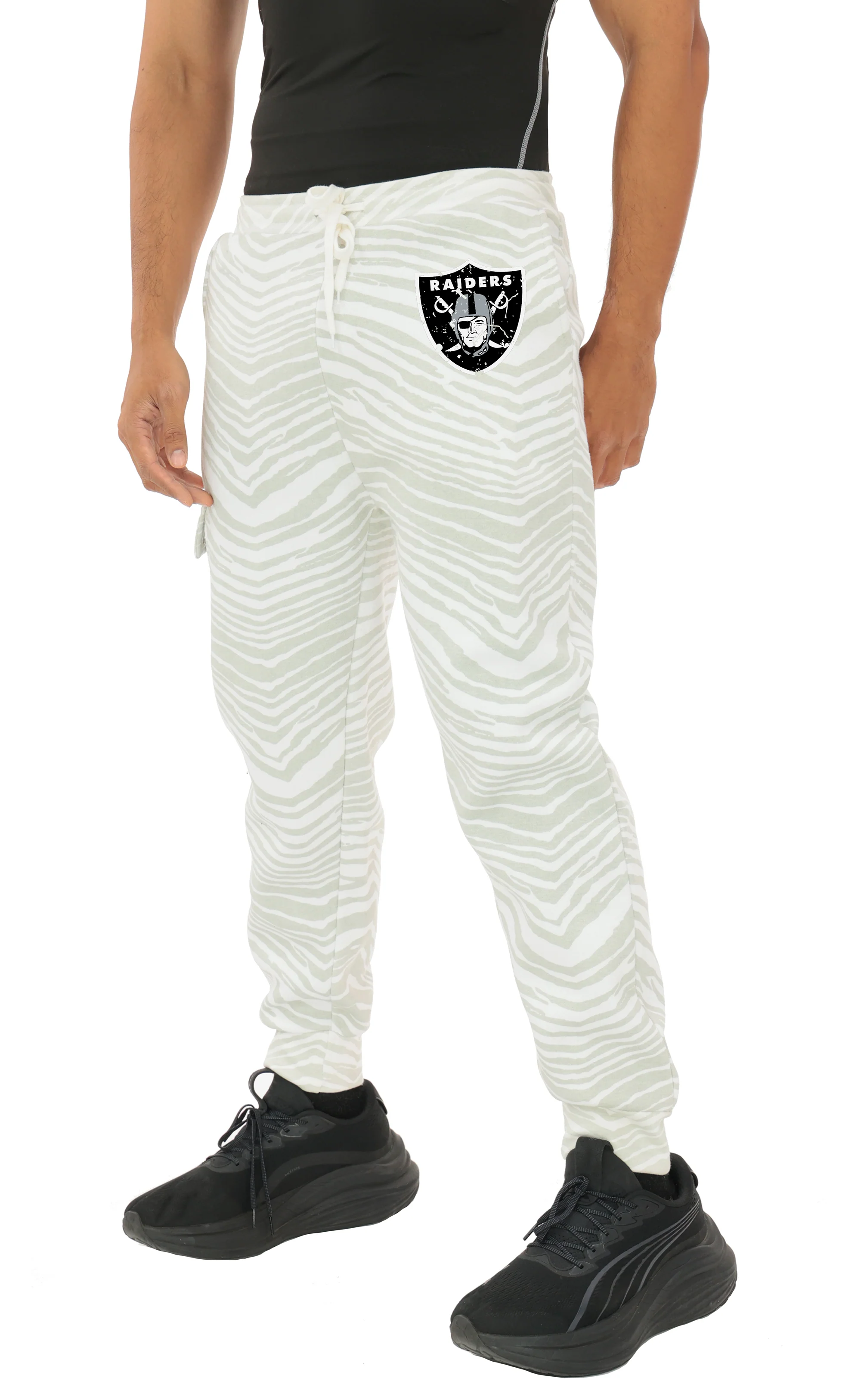 Zubaz NFL UNISEX 90s Team Cargo Joggers - Zebra 2 Color, LAS VEGAS RAIDERS - Image 16