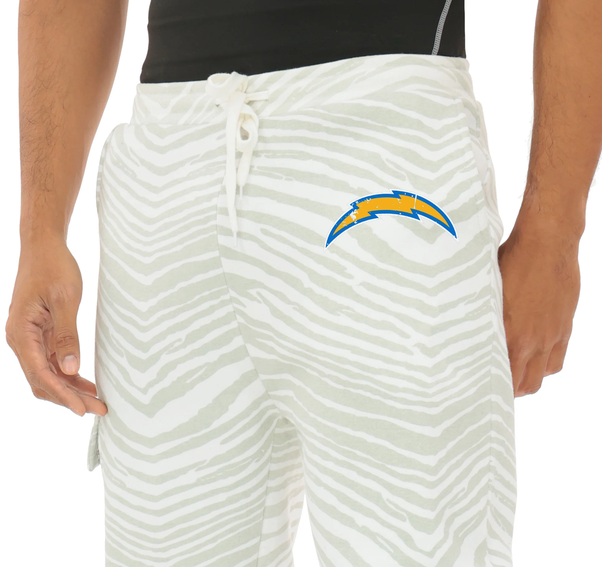 Zubaz NFL UNISEX 90s Team Cargo Joggers - Zebra 2 Color, LOS ANGELES CHARGERS - Image 25