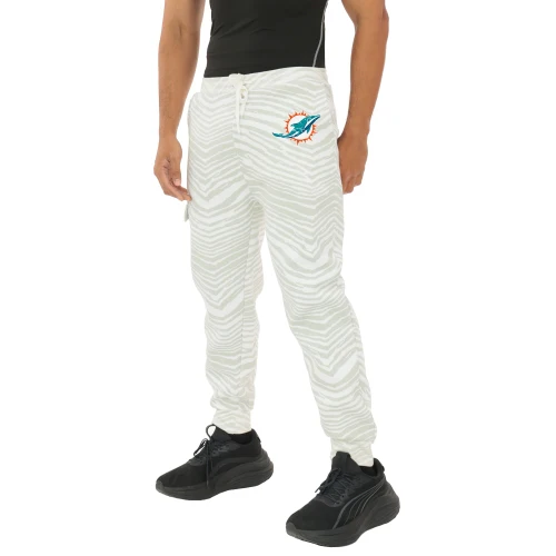 Zubaz NFL UNISEX 90s Team Cargo Joggers - Zebra 2 Color, MIAMI DOLPHINS