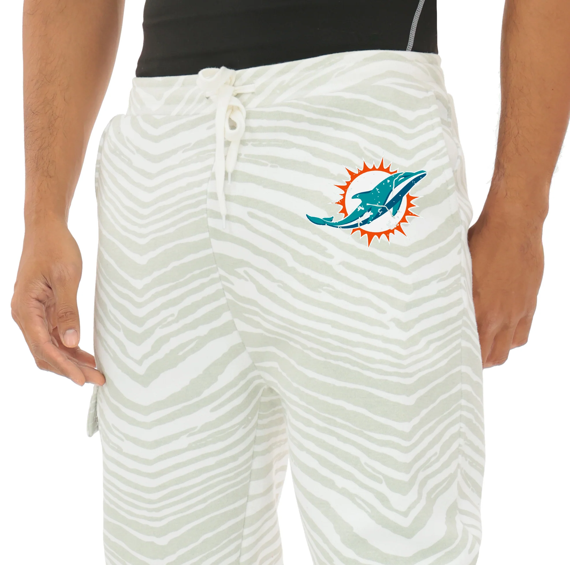 Zubaz NFL UNISEX 90s Team Cargo Joggers - Zebra 2 Color, MIAMI DOLPHINS - Image 9