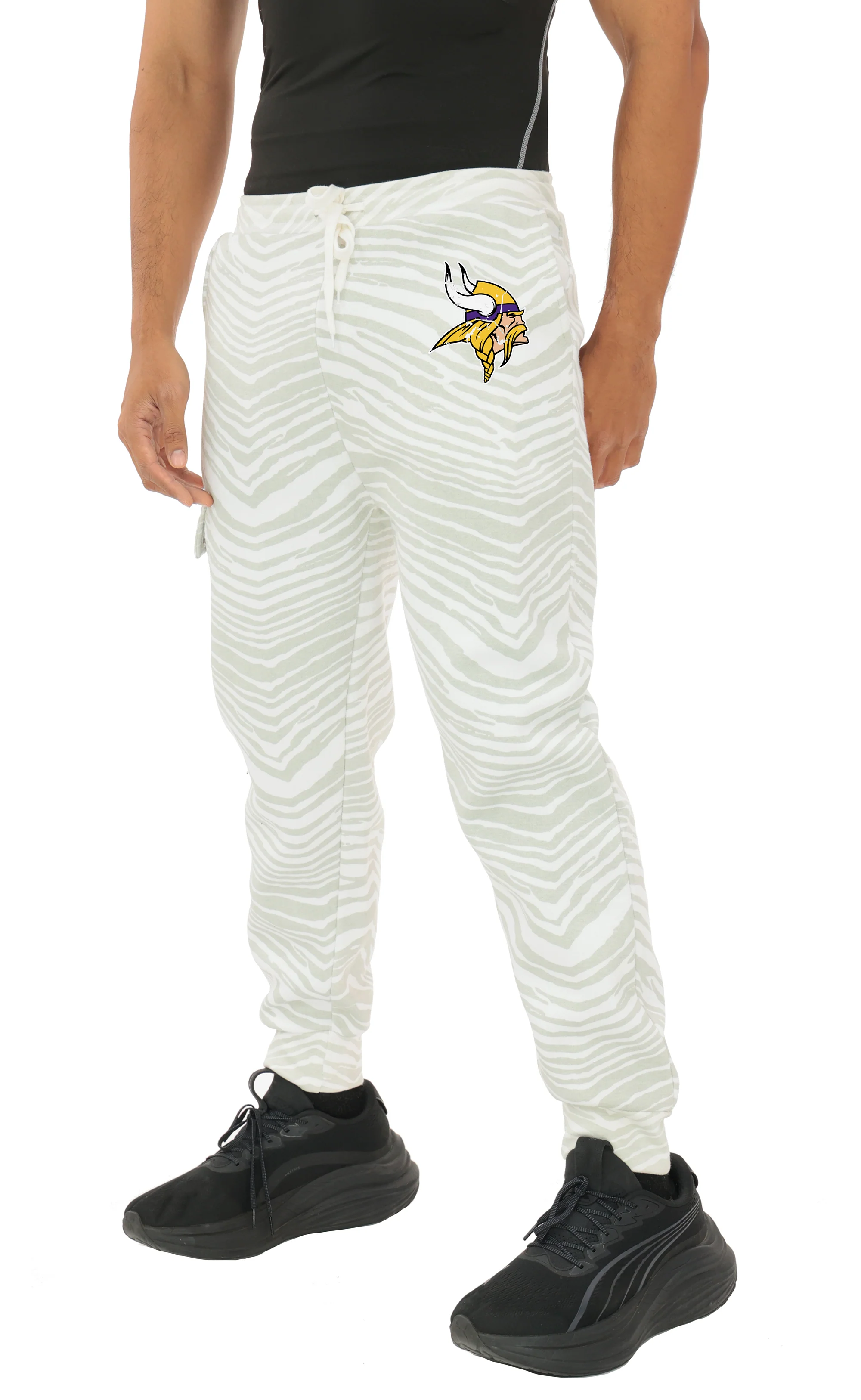 Zubaz NFL UNISEX 90s Team Cargo Joggers - Zebra 2 Color, MINNESOTA VIKINGS - Image 16