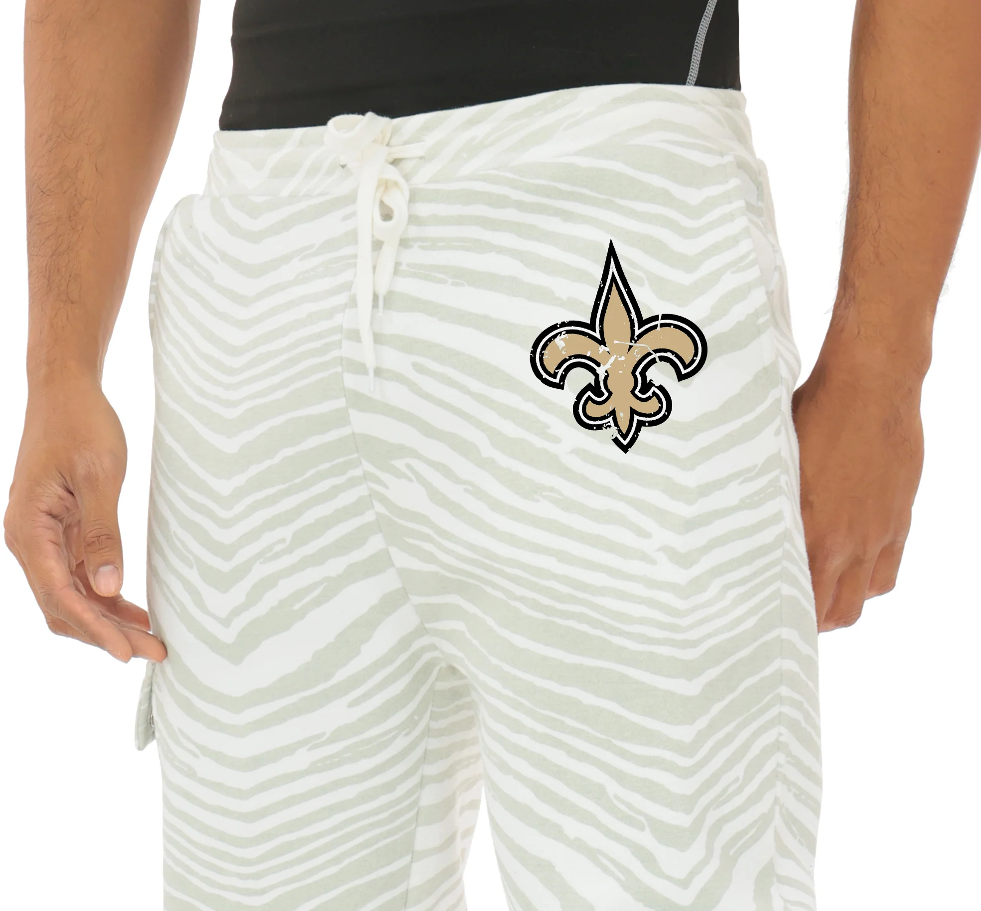 Zubaz NFL UNISEX 90s Team Cargo Joggers - Zebra 2 Color, NEW ORLEANS SAINTS - Image 9
