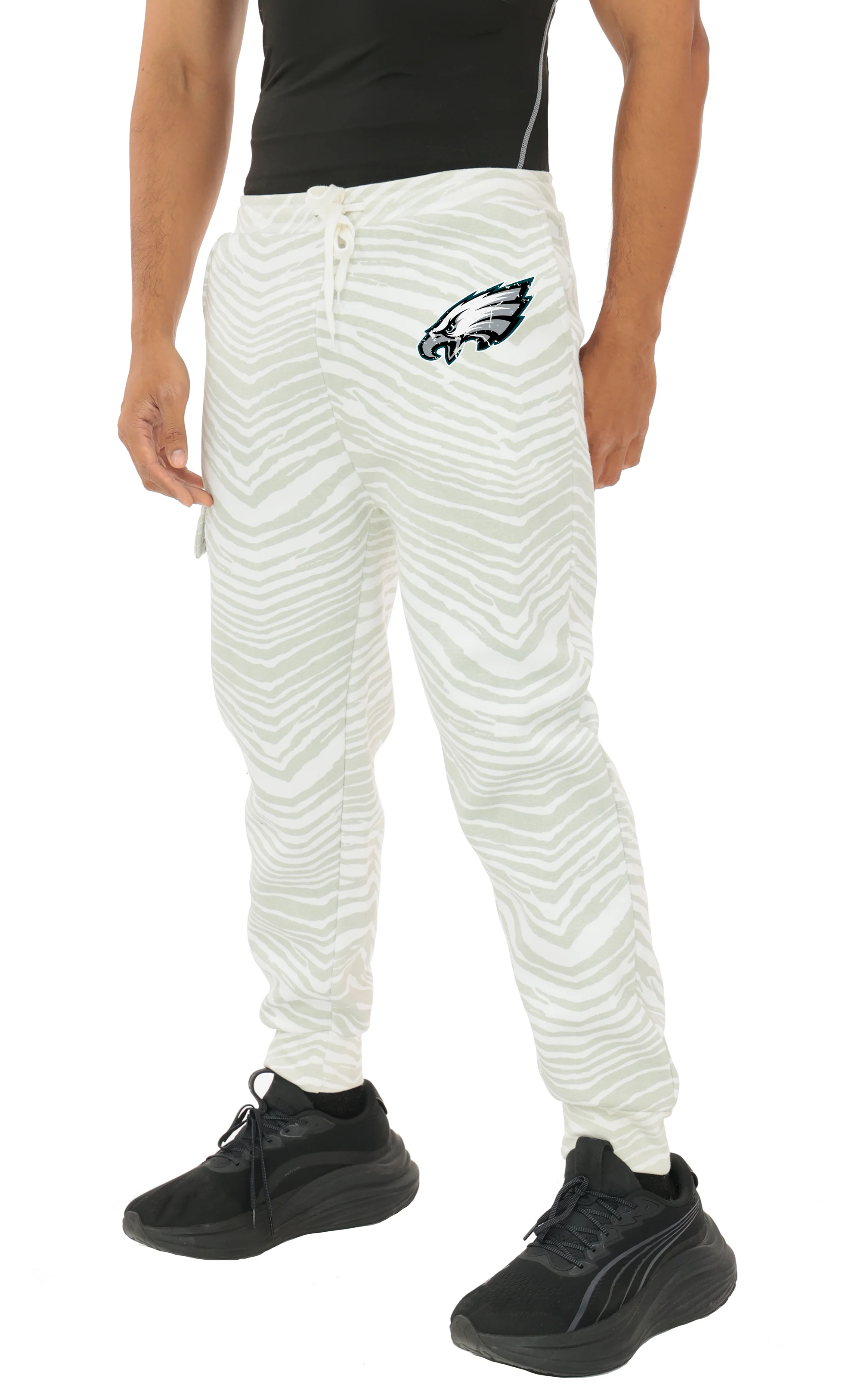 Zubaz NFL UNISEX 90s Team Cargo Joggers - Zebra 2 Color, PHILADELPHIA EAGLES - Image 40