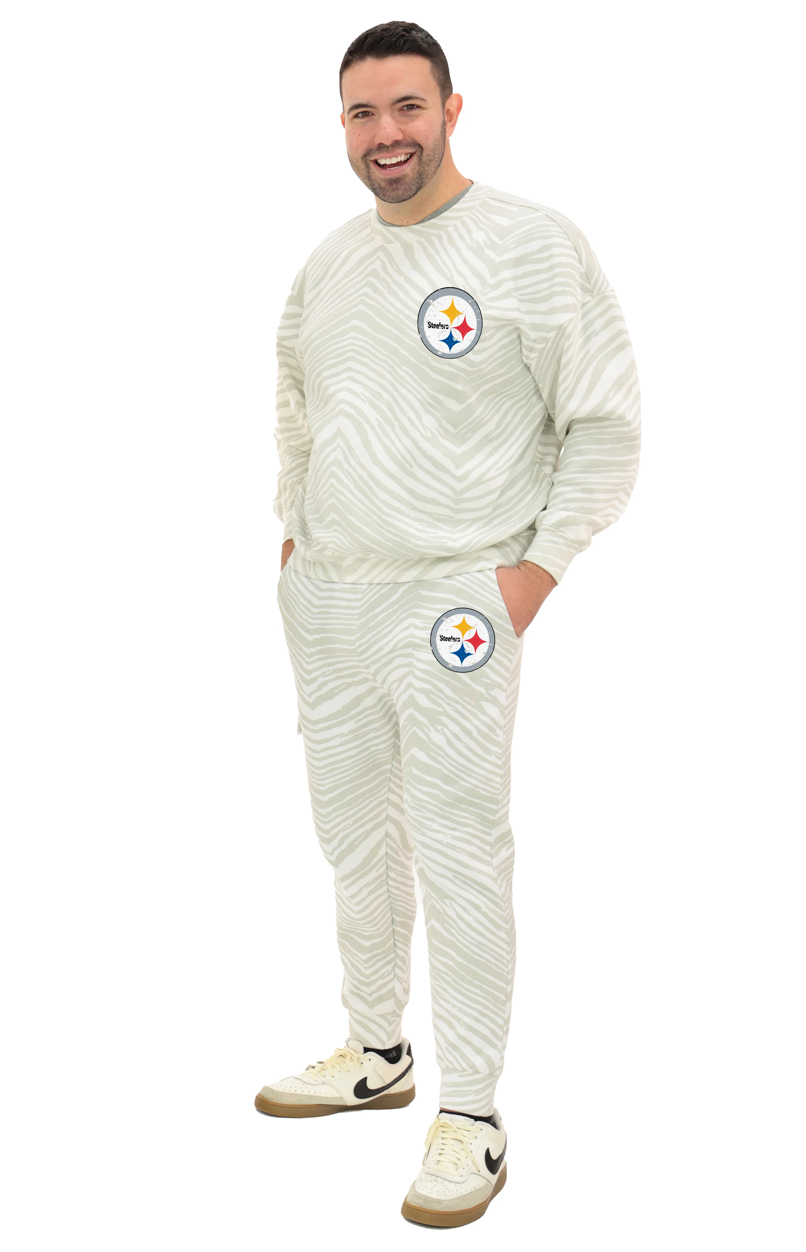 Zubaz NFL UNISEX 90s Team Cargo Joggers - Zebra 2 Color, PITTSBURGH STEELERS - Image 3
