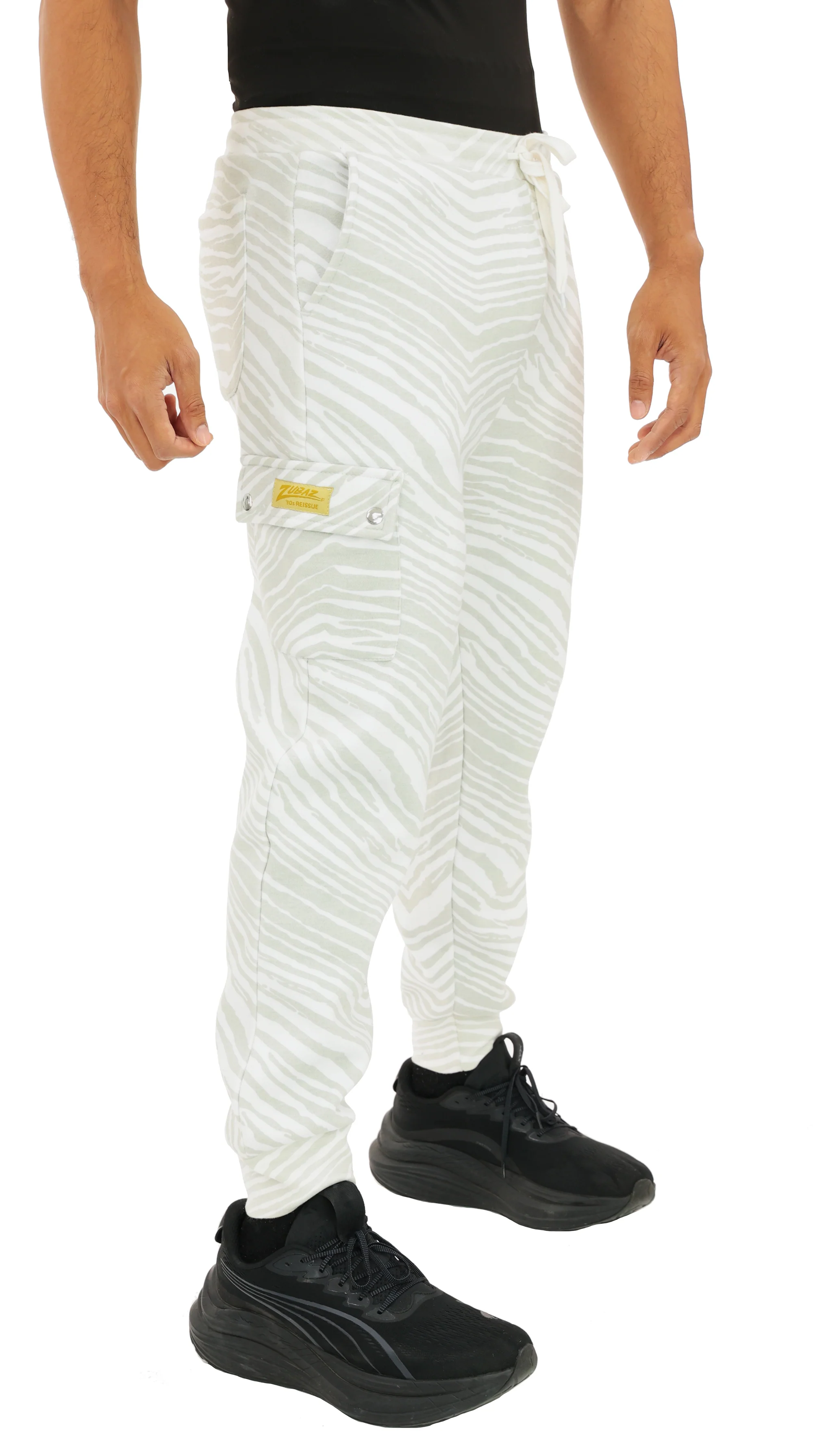 Zubaz NFL UNISEX 90s Team Cargo Joggers - Zebra 2 Color, PITTSBURGH STEELERS - Image 5