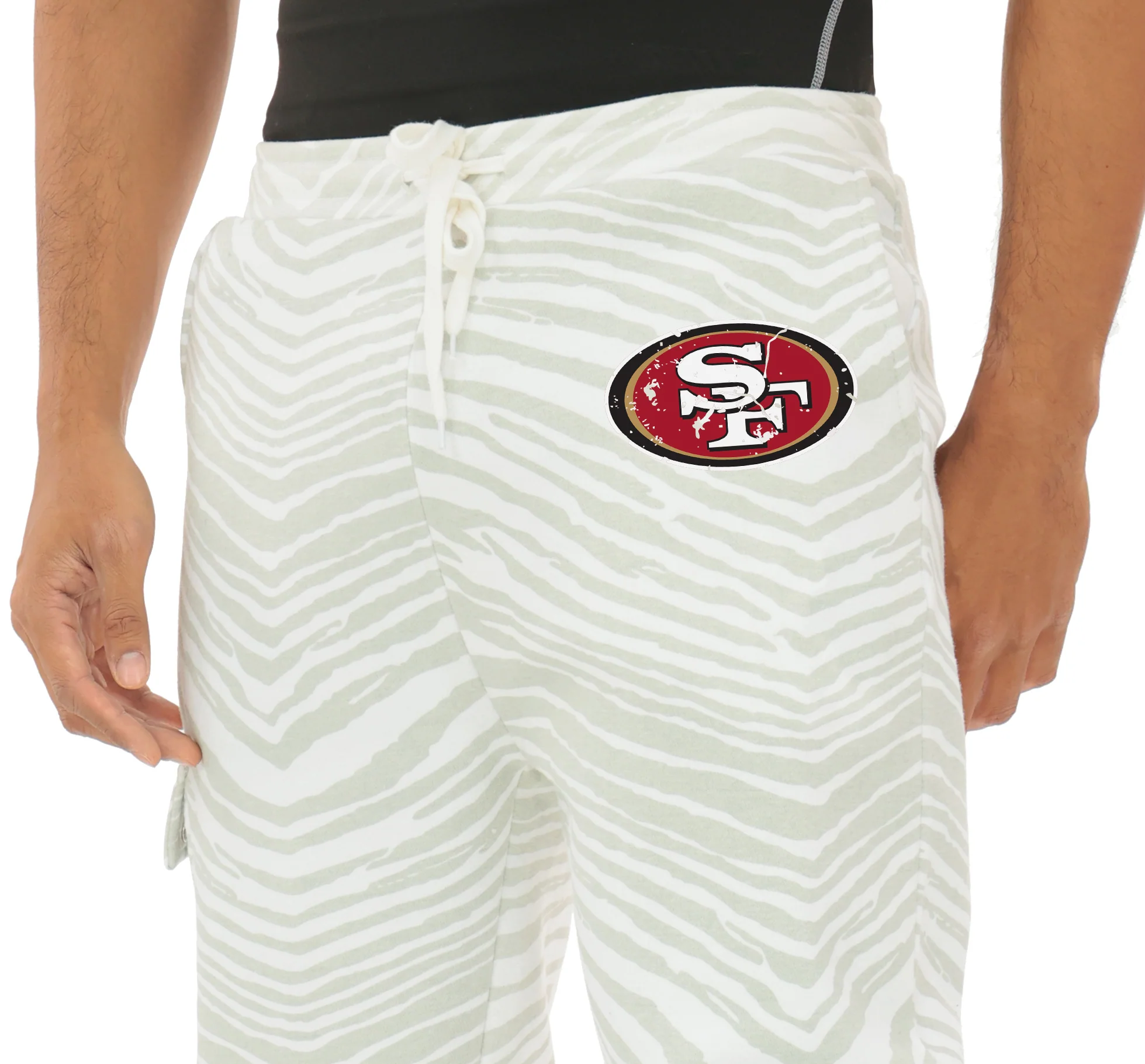 Zubaz NFL UNISEX 90s Team Cargo Joggers - Zebra 2 Color, SAN FRANCISCO 49ERS - Image 2