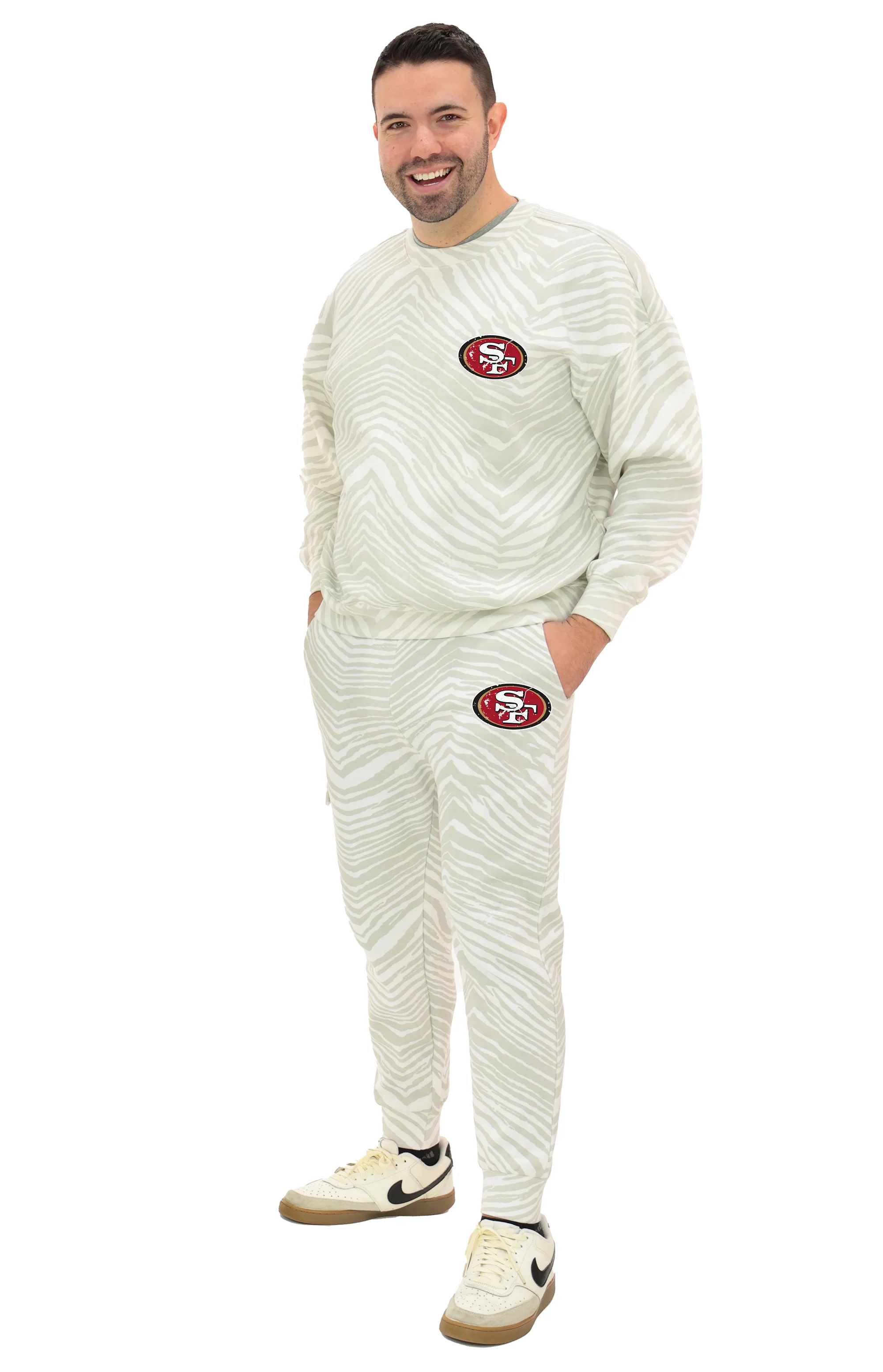 Zubaz NFL UNISEX 90s Team Cargo Joggers - Zebra 2 Color, SAN FRANCISCO 49ERS - Image 3