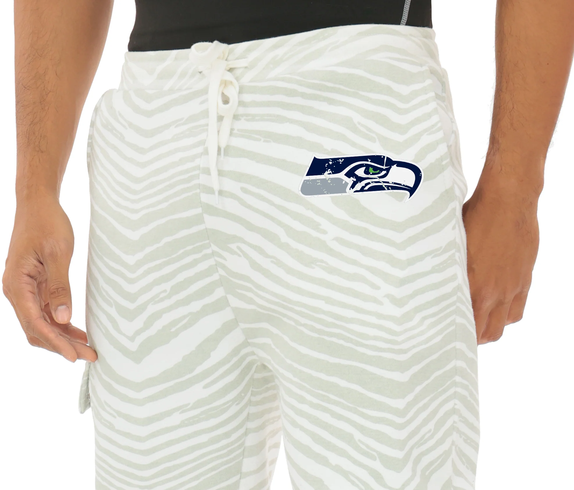 Zubaz NFL UNISEX 90s Team Cargo Joggers - Zebra 2 Color, SEATTLE SEAHAWKS - Image 25