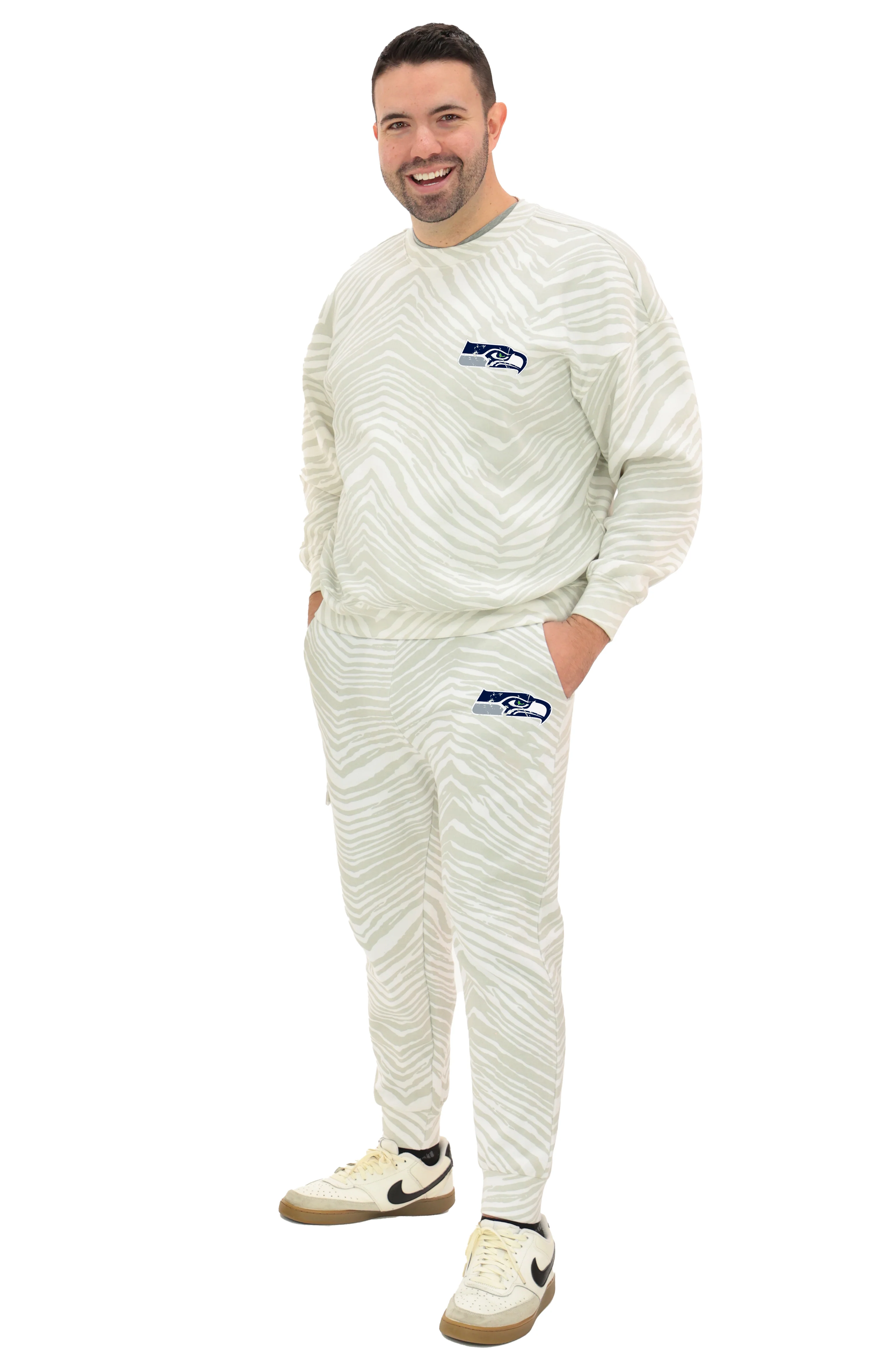 Zubaz NFL UNISEX 90s Team Cargo Joggers - Zebra 2 Color, SEATTLE SEAHAWKS - Image 34