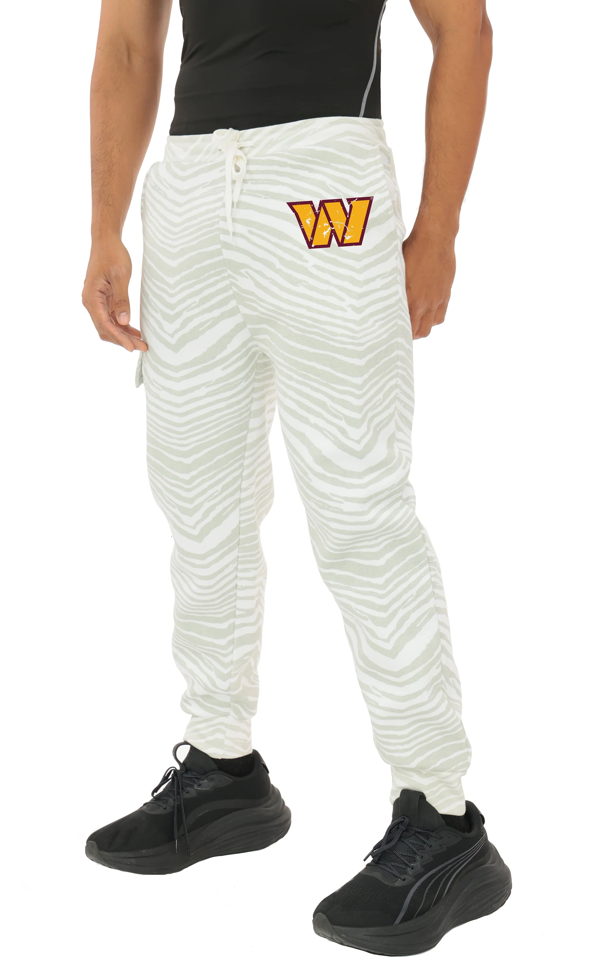 Zubaz NFL  UNISEX 90s Team Cargo Joggers - Zebra 2 Color, WASHINGTON COMMANDERS - Image 40