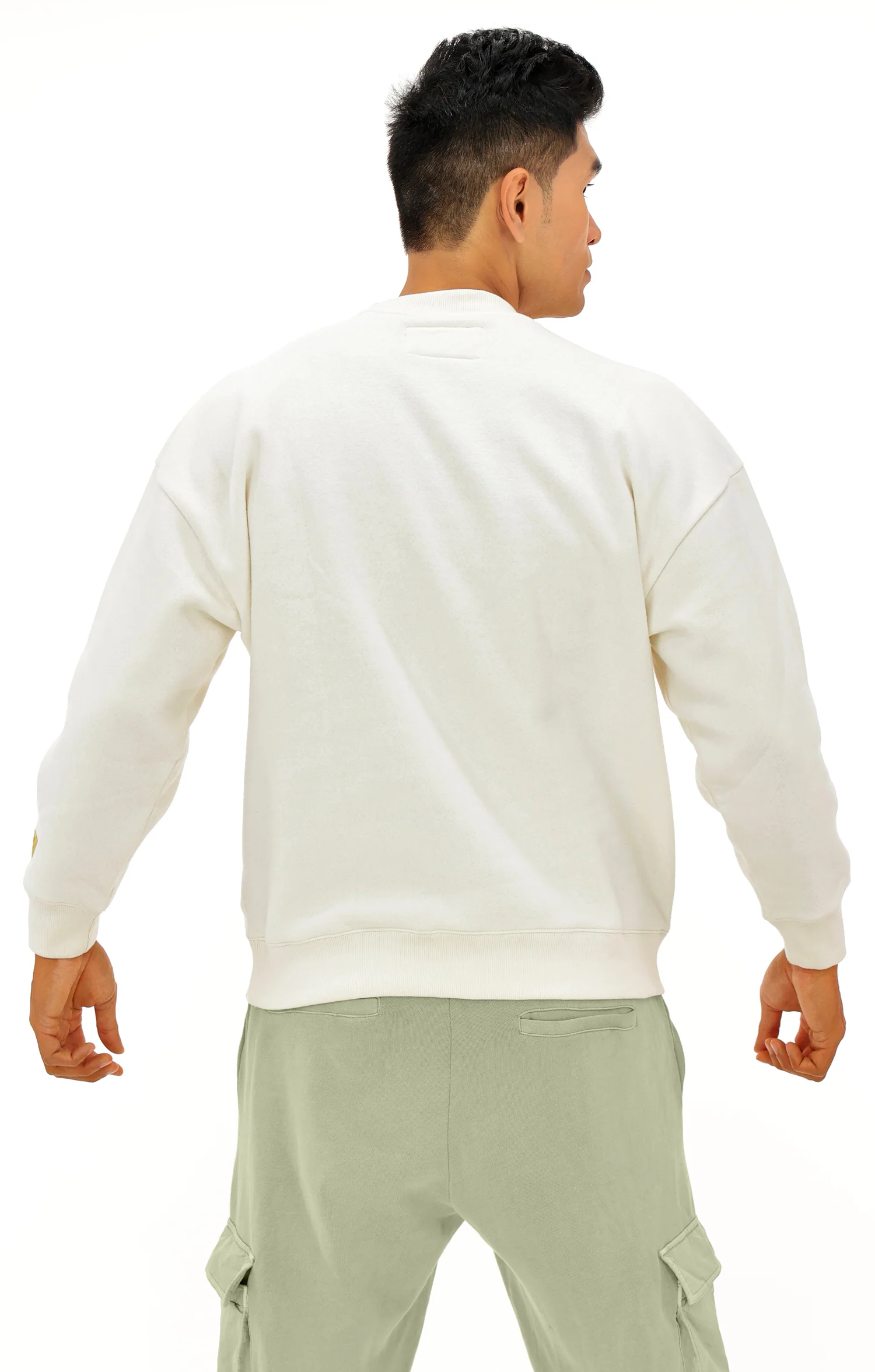 Zubaz NFL UNISEX 90s Vintage First Down Drop Shoulder Crewneck- Off White, NEW ENGLAND PATRIOTS - Image 5
