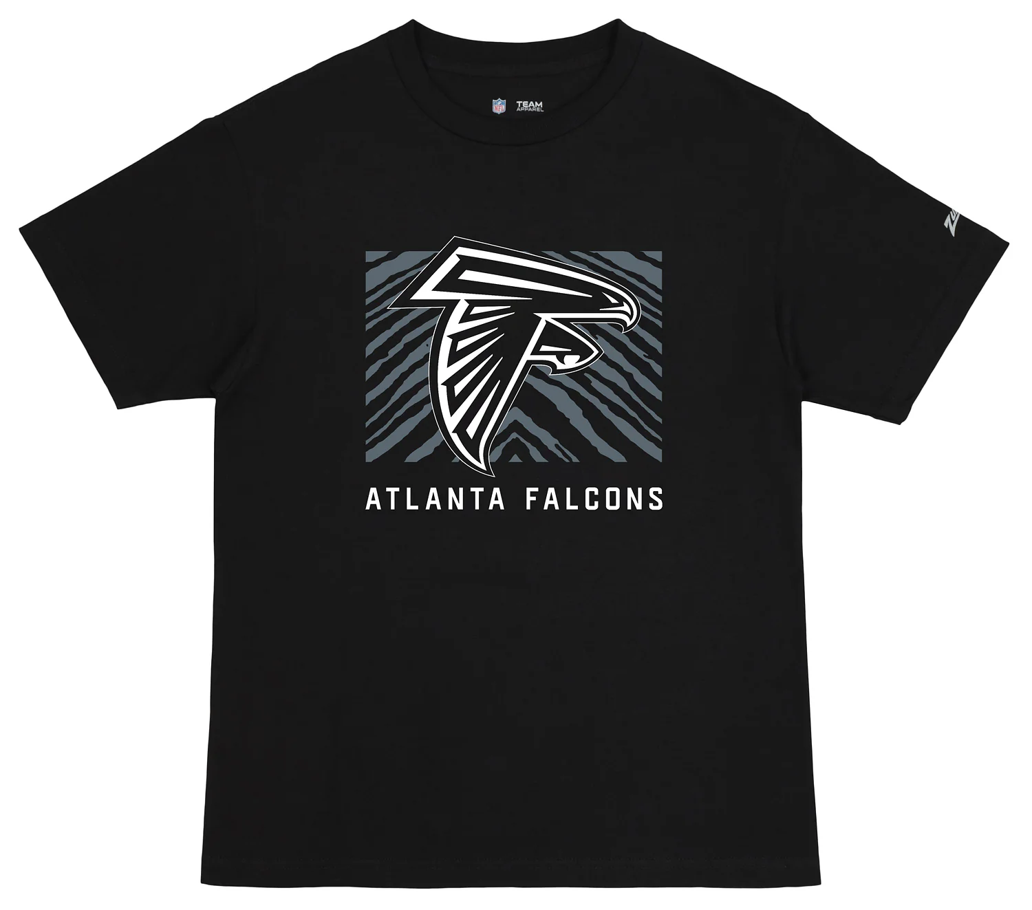 Zubaz NFL Unisex Cotton Heavyweight Short Sleeve T-shirt Black With Grey Tonal Zebra Square Logo for Men and Women, Atlanta Falcons - Image 3
