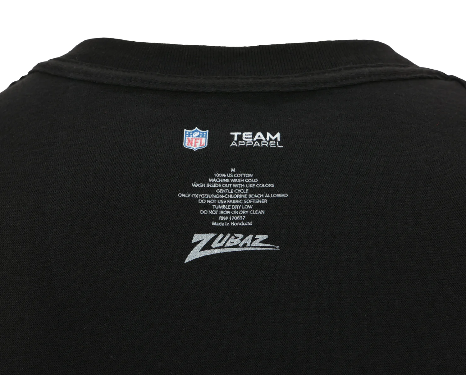 Zubaz NFL Unisex Cotton Heavyweight Short Sleeve T-shirt Black With Grey Tonal Zebra Square Logo for Men and Women, Atlanta Falcons - Image 4