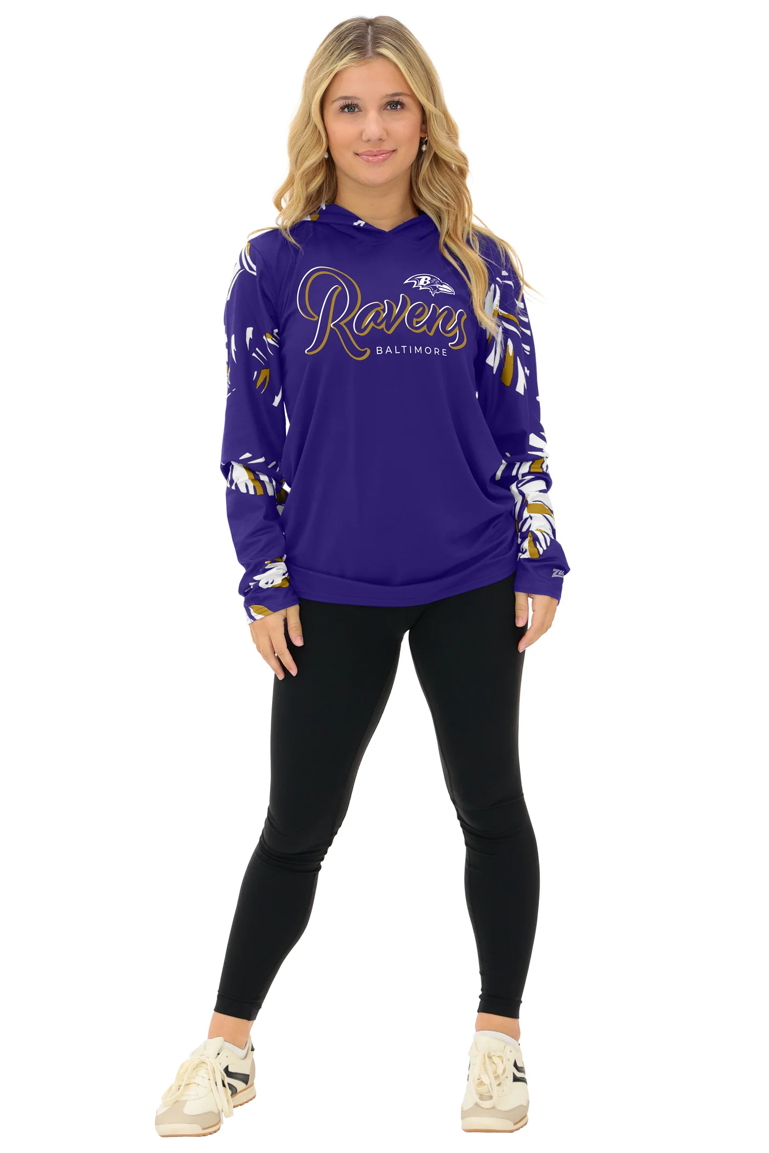 Zubaz NFL WOMEN Casual Script Leaf Accent Lightweight Hoodie, BALTIMORE RAVENS - Image 27